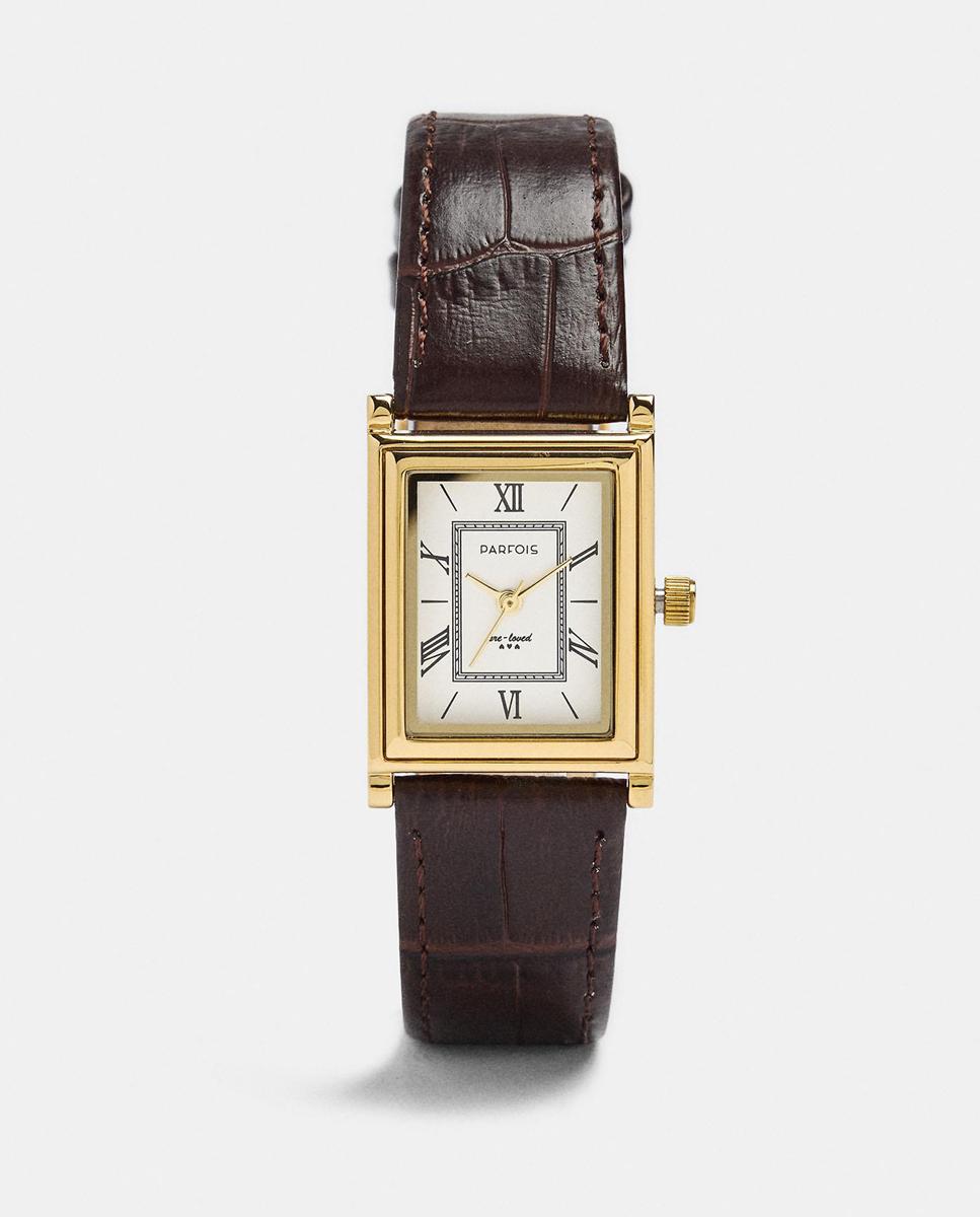 Reloj de mujer con correa de piel cuadrado - Parfois - Marrón Marrón-1