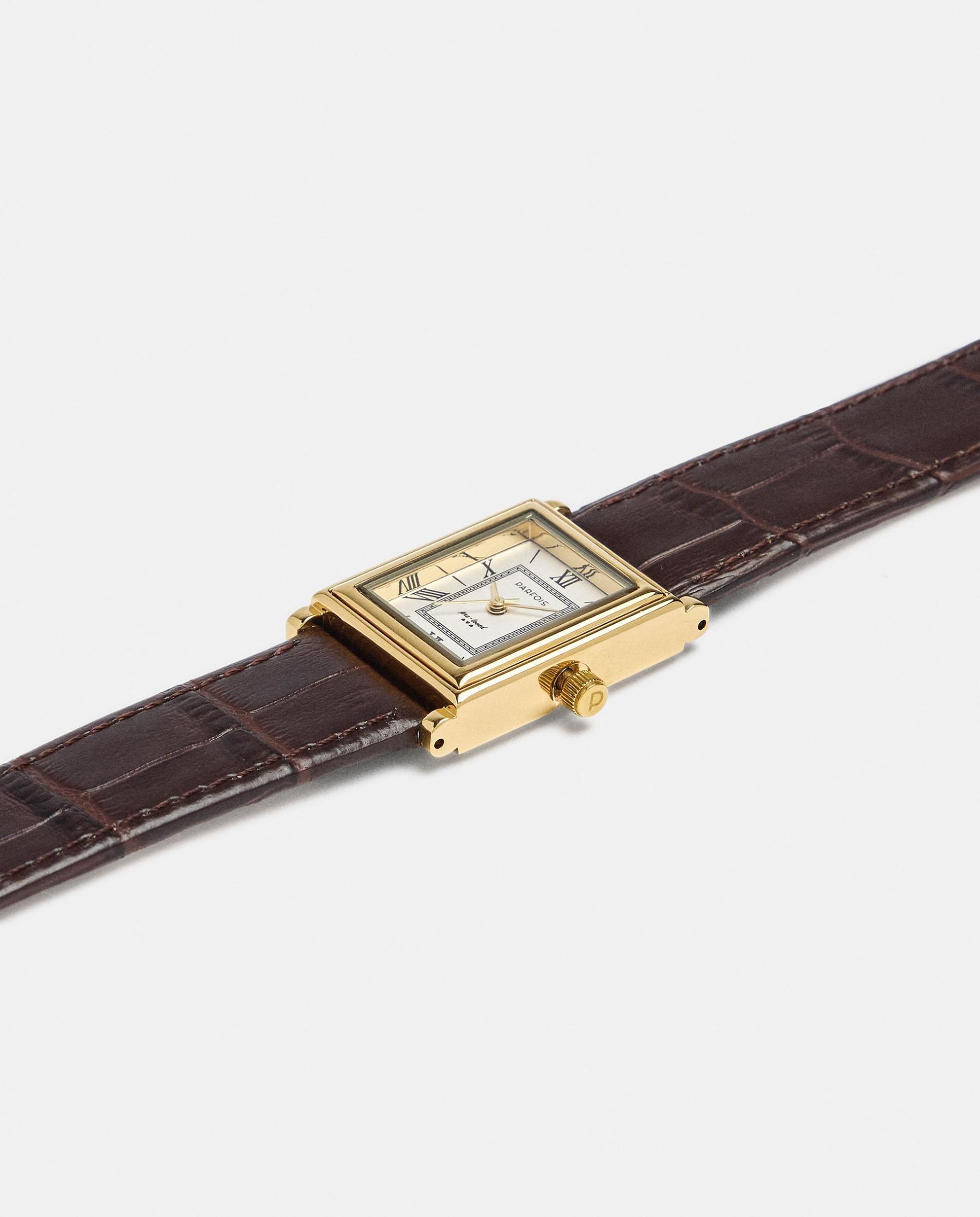 Reloj de mujer con correa de piel cuadrado - Parfois - Marrón Marrón-2