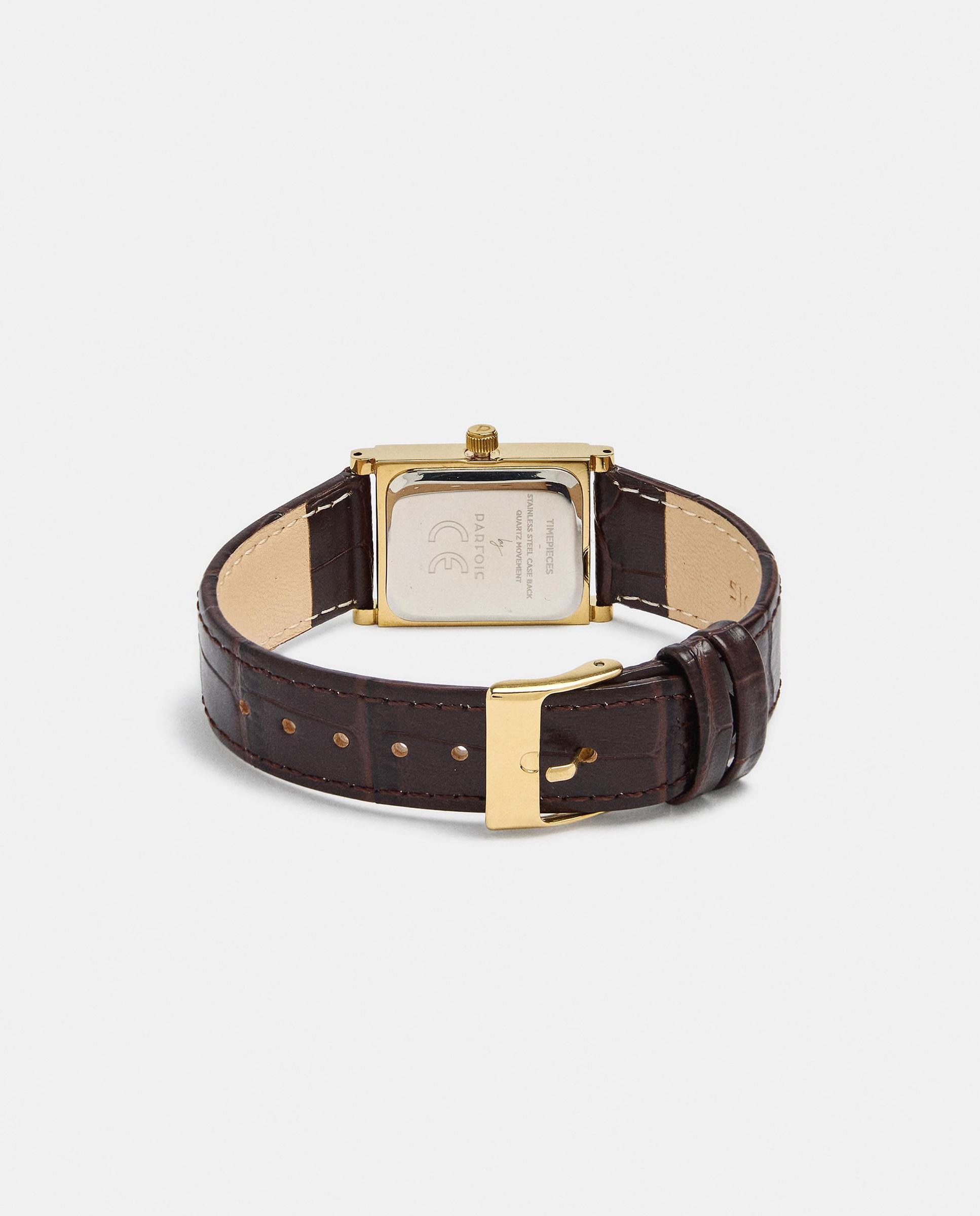 Reloj de mujer con correa de piel cuadrado - Parfois - Marrón Marrón-3