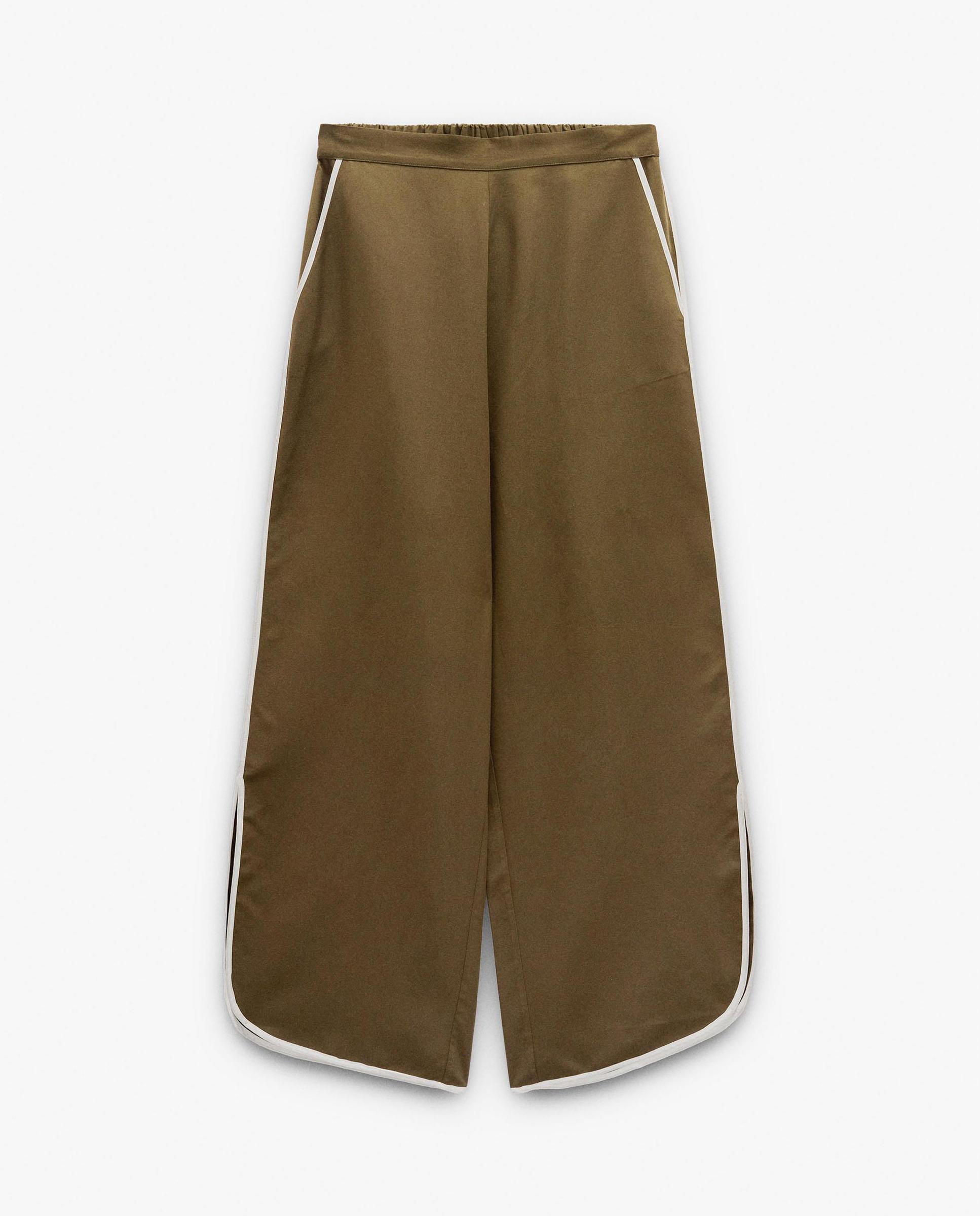 Pantalones anchos de mujer 100% liocel con cintura elástica - Parfois - Kaki Kaki-7