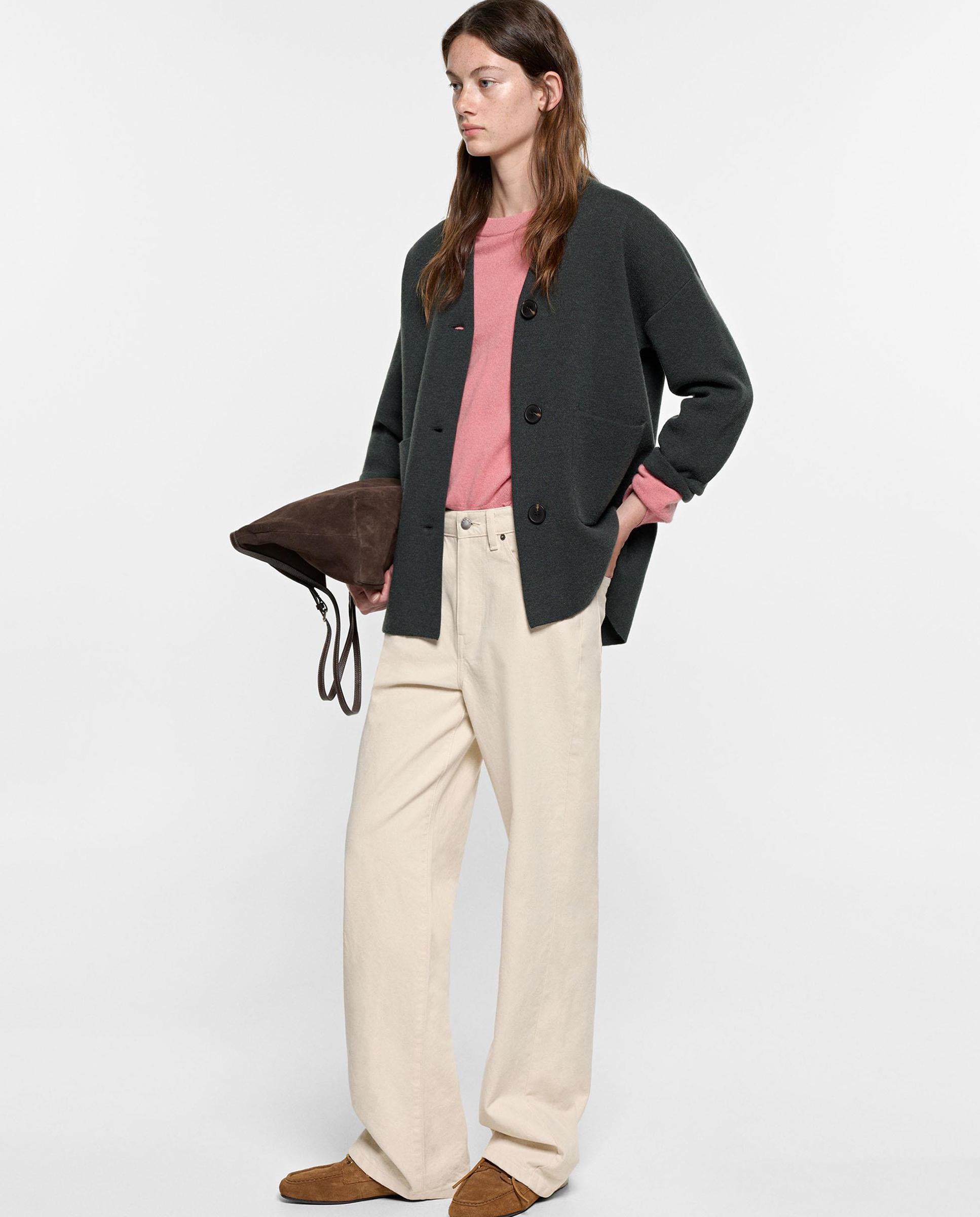 Cárdigan de mujer de punto con botones - Parfois - Verde Verde-2
