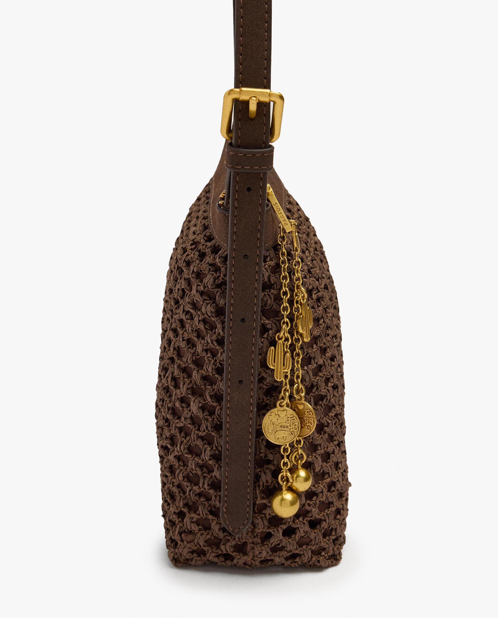 Bolso para móvil convertible a bandolera trenzado con cierre de cremallera en liso - Parfois - Marrón oscuro Marrón oscuro-3