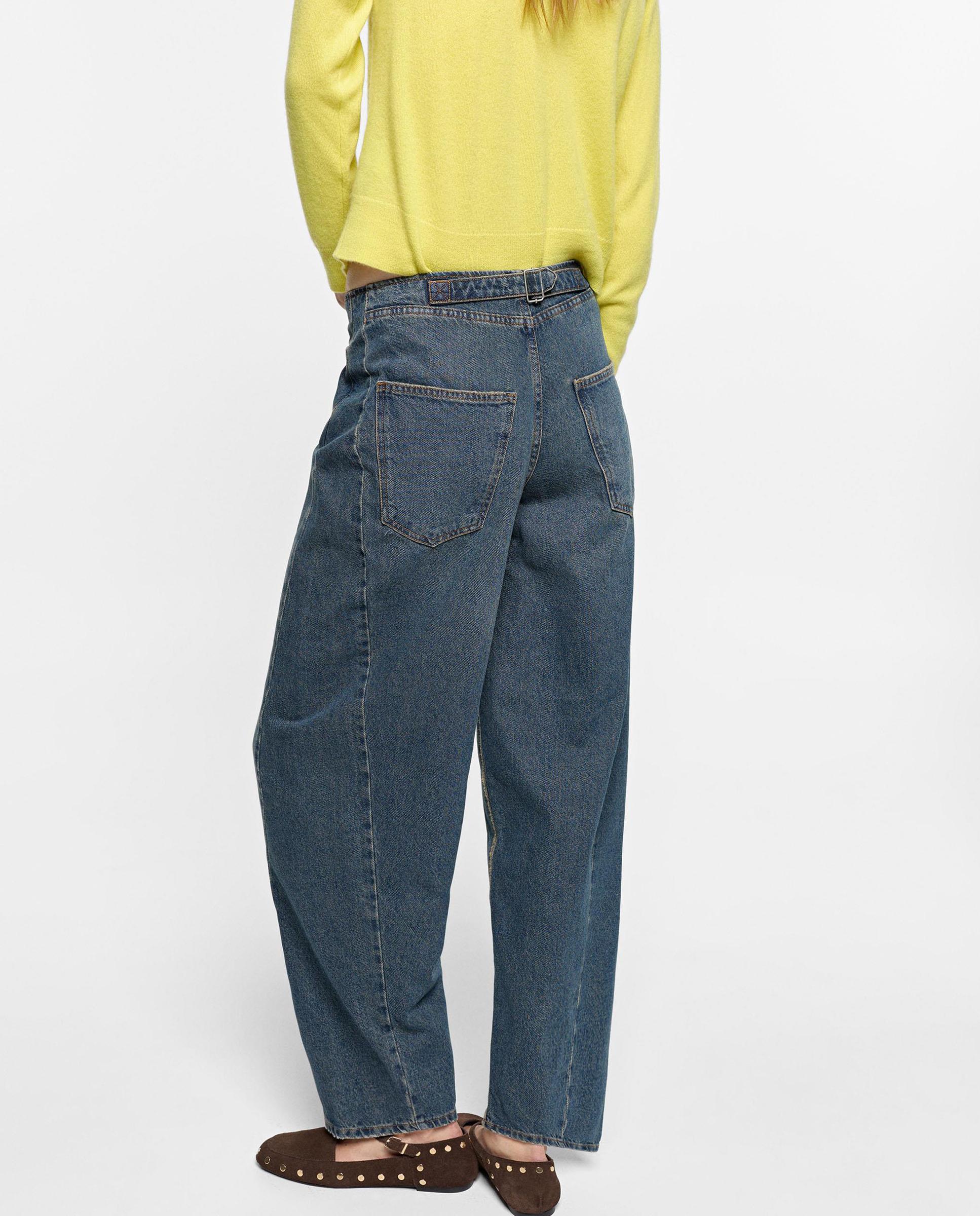 Vaqueros anchos de mujer 100% algodón en liso - Parfois - Azul Azul-4