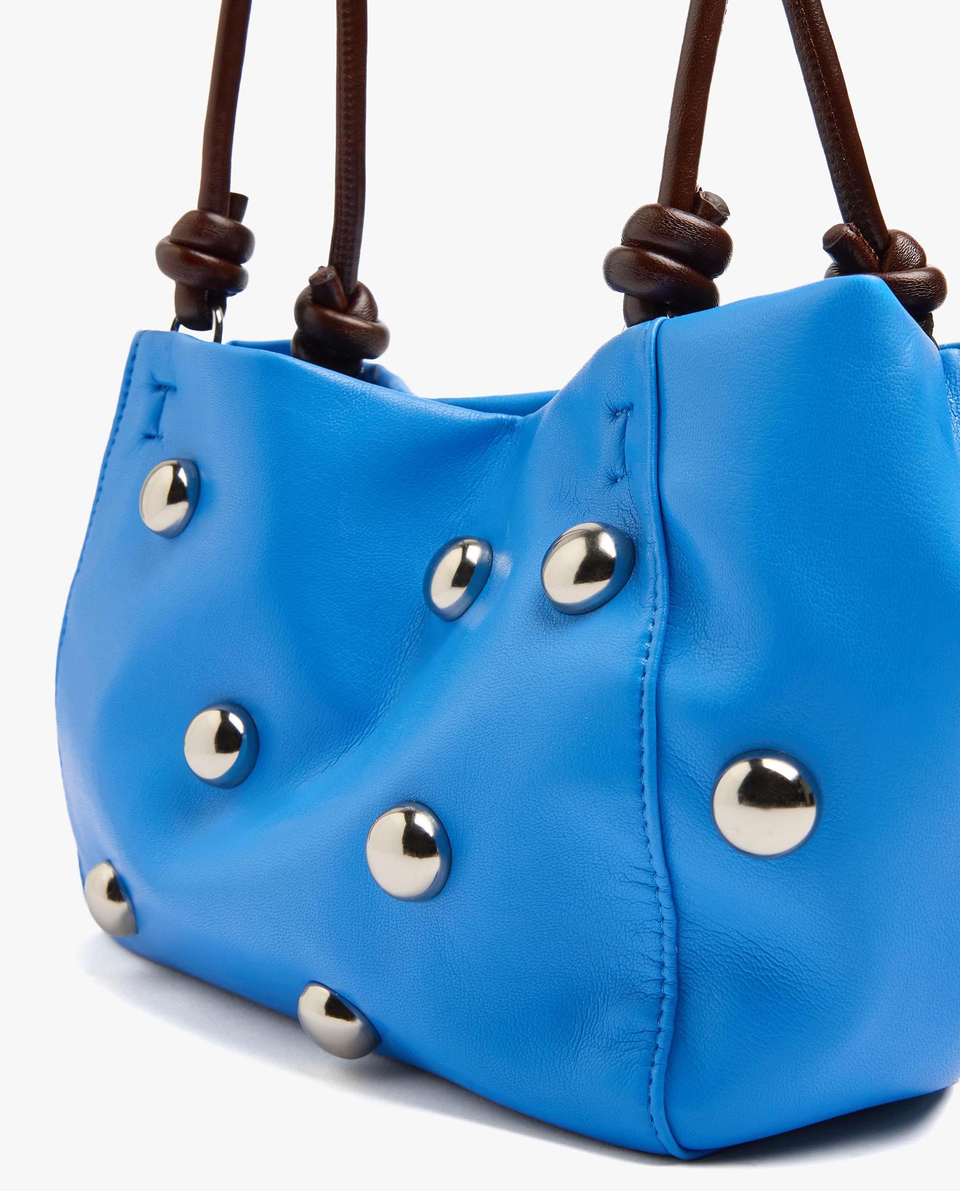 Bolso de hombro con tachuelas y cierre imantado en liso - Parfois - Azul Azul-3