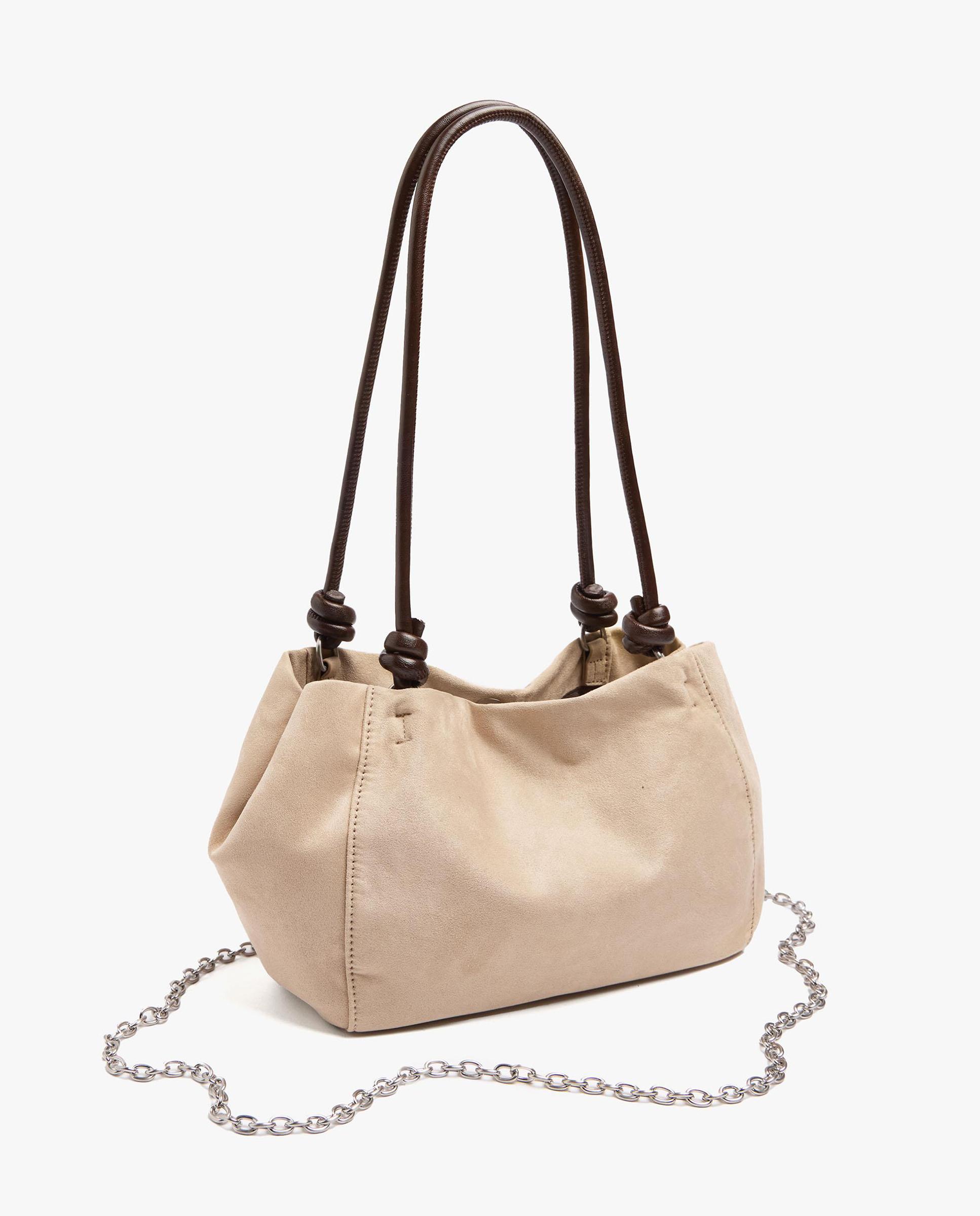 Bolso de hombro con tachuelas y cierre imantado en liso - Parfois - Natural Natural-2
