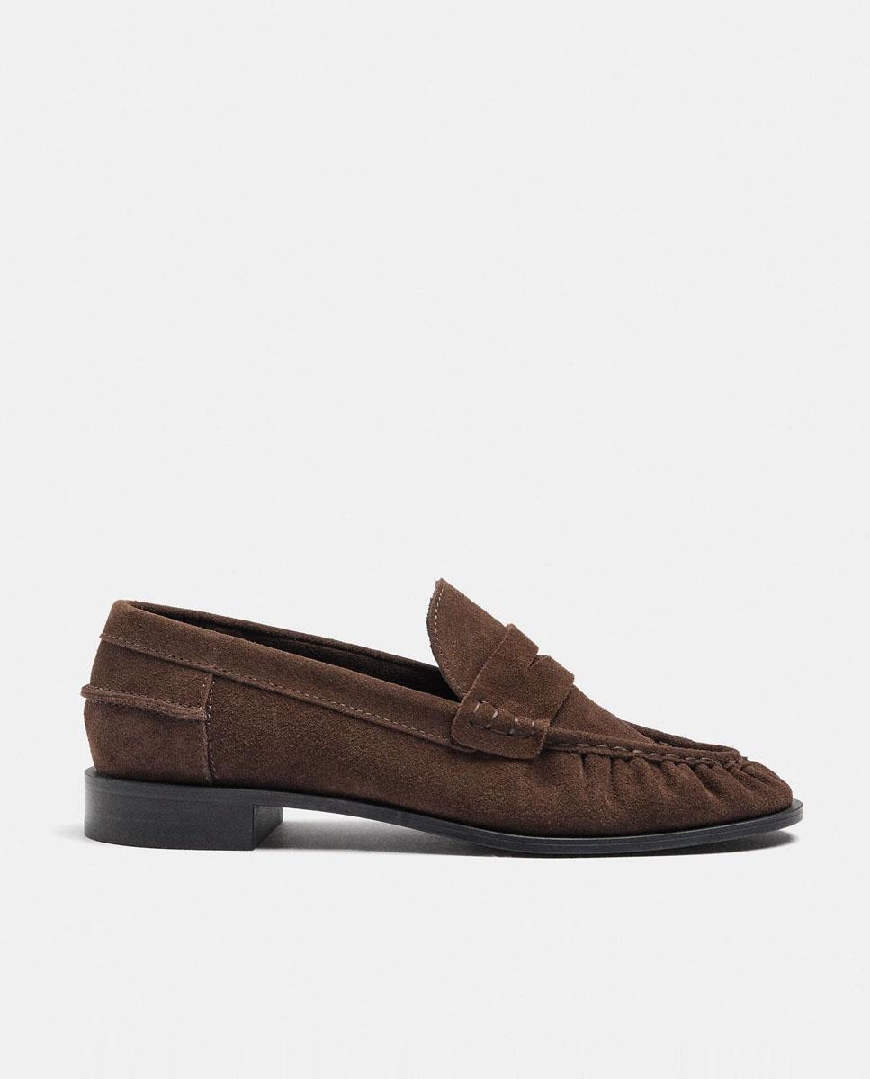Mocasines planos de mujer 100% piel en liso - Parfois - Marrón oscuro Marrón oscuro-1