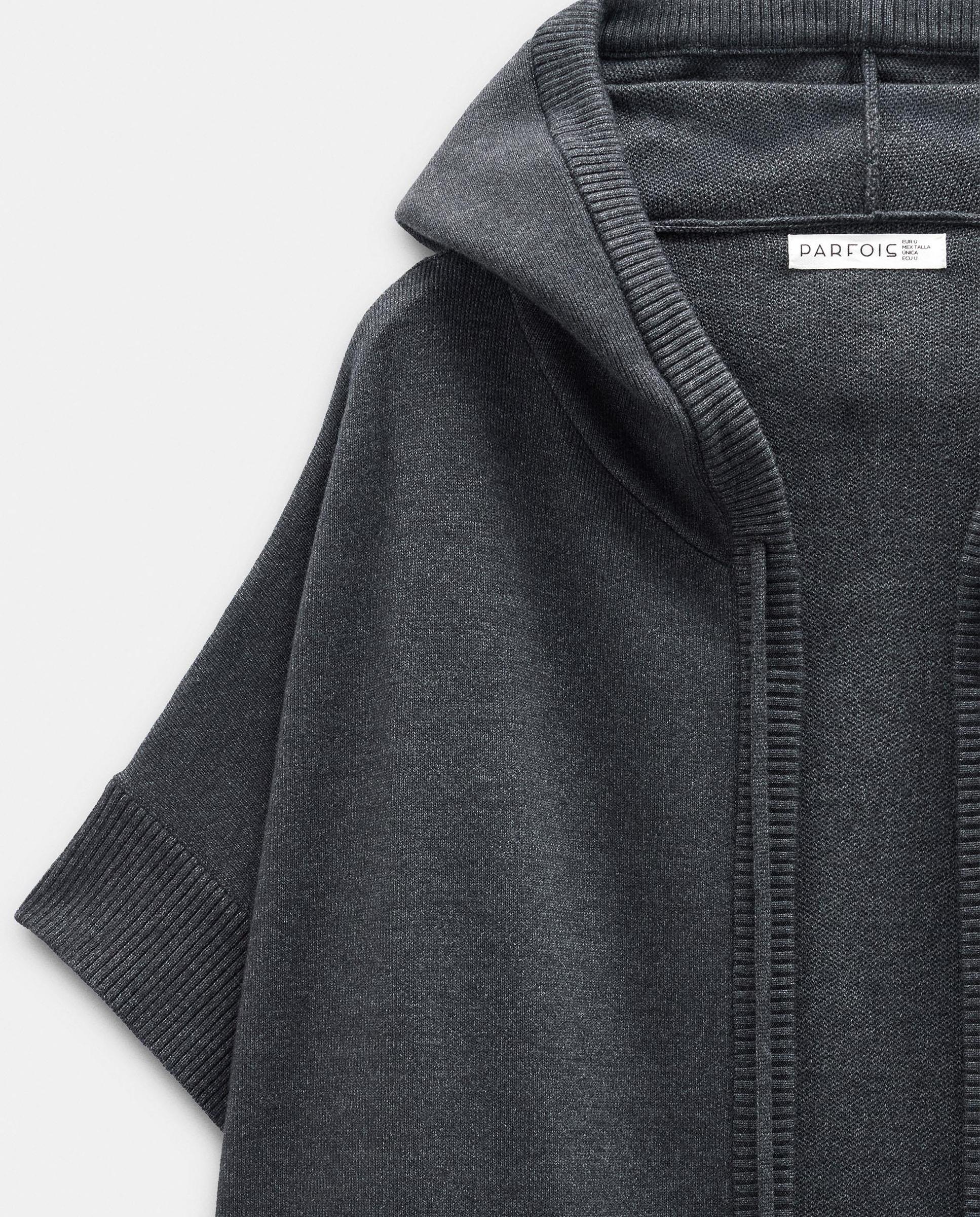 Poncho de mujer de punto abierto en liso - Parfois - Gris Gris-5