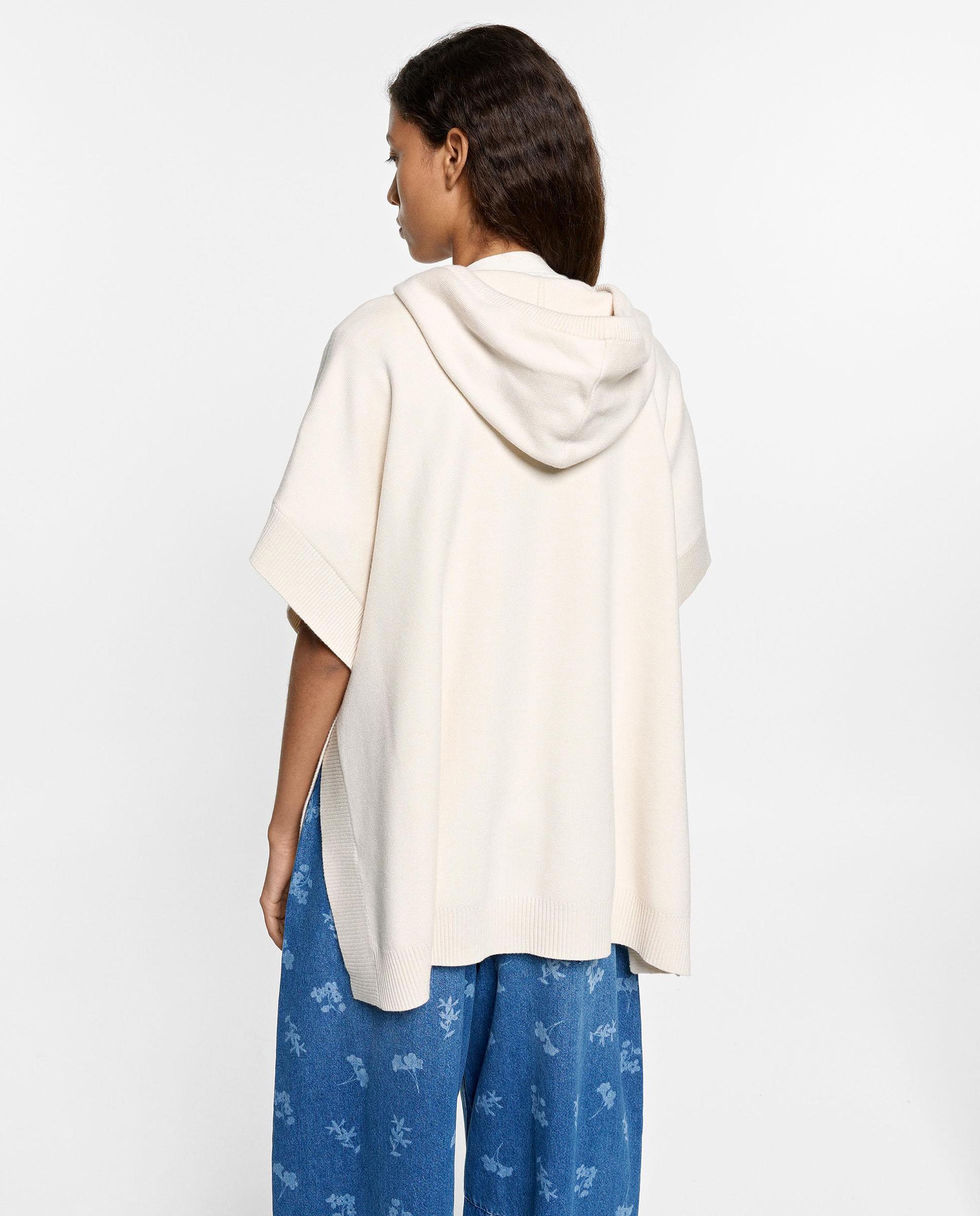 Poncho de mujer de punto abierto en liso - Parfois - Crudo Crudo-4