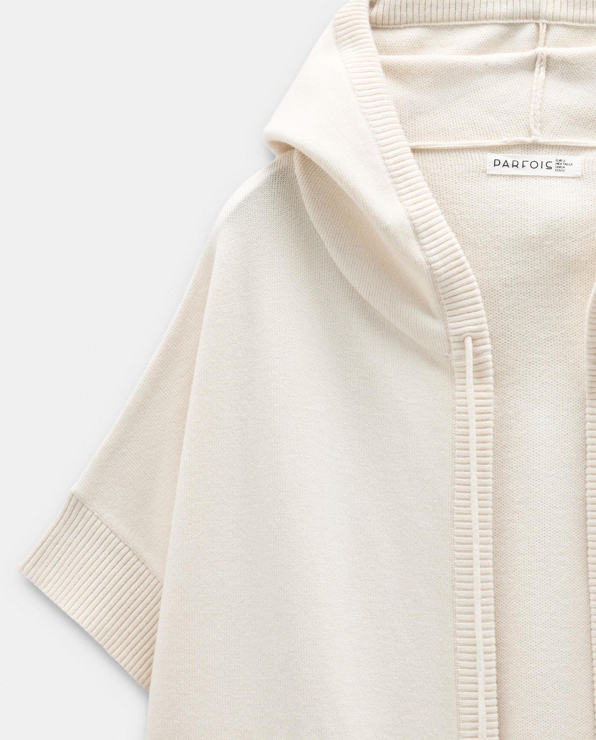 Poncho de mujer de punto abierto en liso - Parfois - Crudo Crudo-5