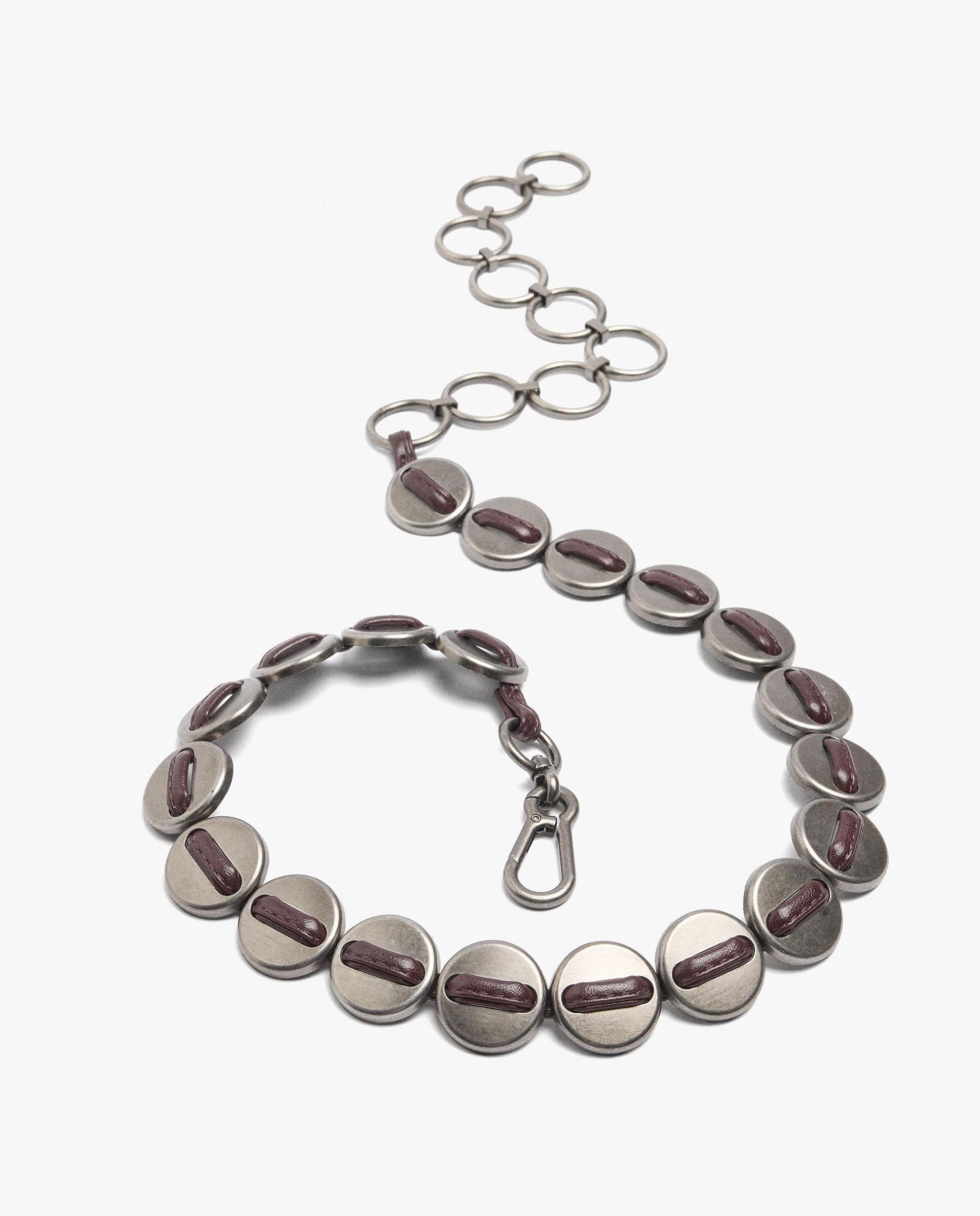Cinturón de fiesta de mujer con eslabones decorativos y abalorios - Parfois - Plata Plata-3