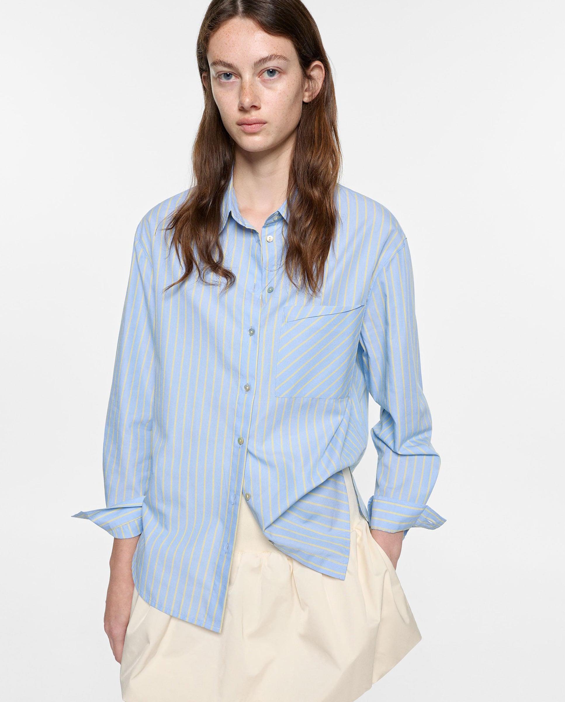 Imagen 1 de Camisa de mujer de manga larga con estampado de rayas diplomáticas - Parfois - Azul Azul