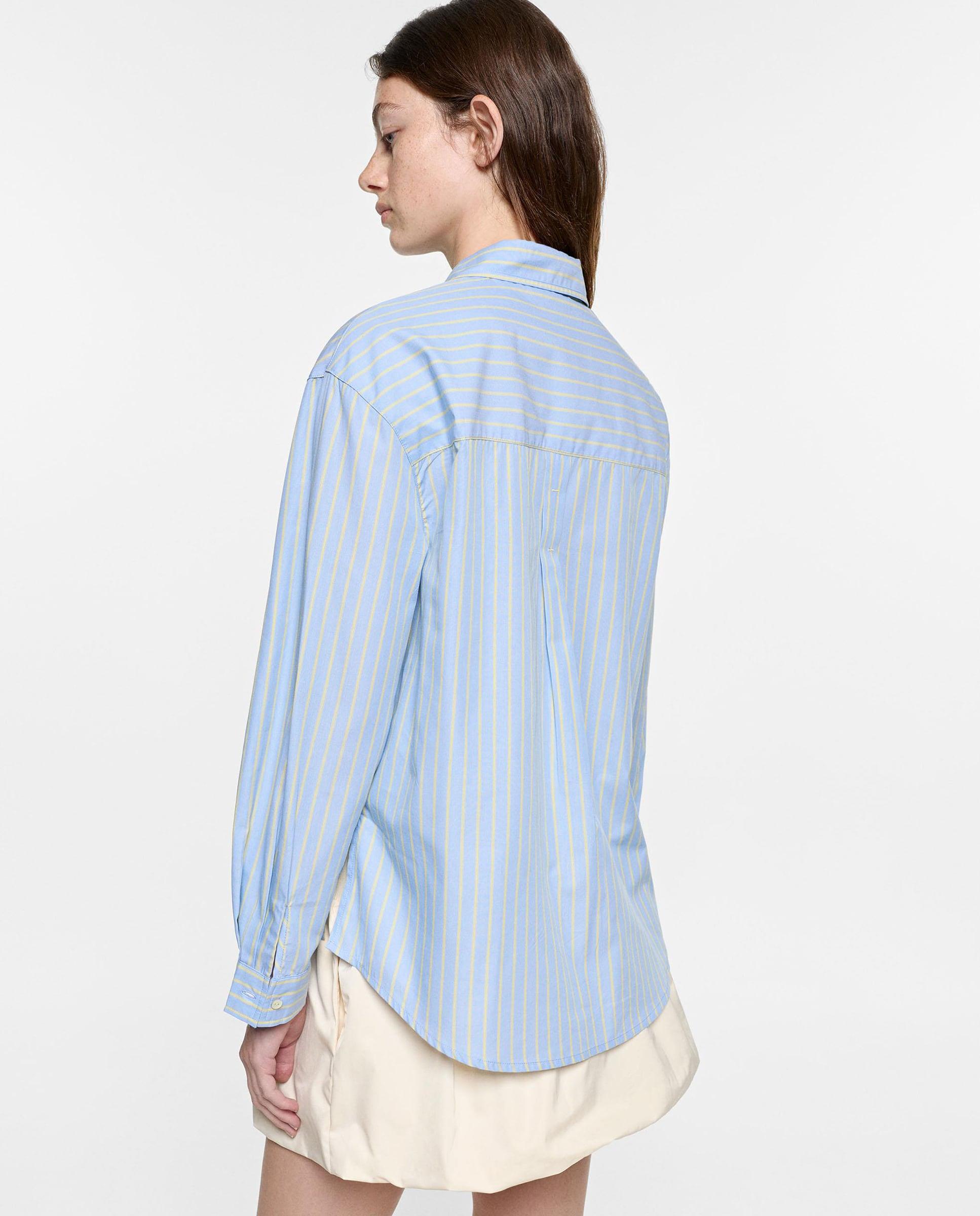 Imagen 4 de Camisa de mujer de manga larga con estampado de rayas diplomáticas - Parfois - Azul Azul