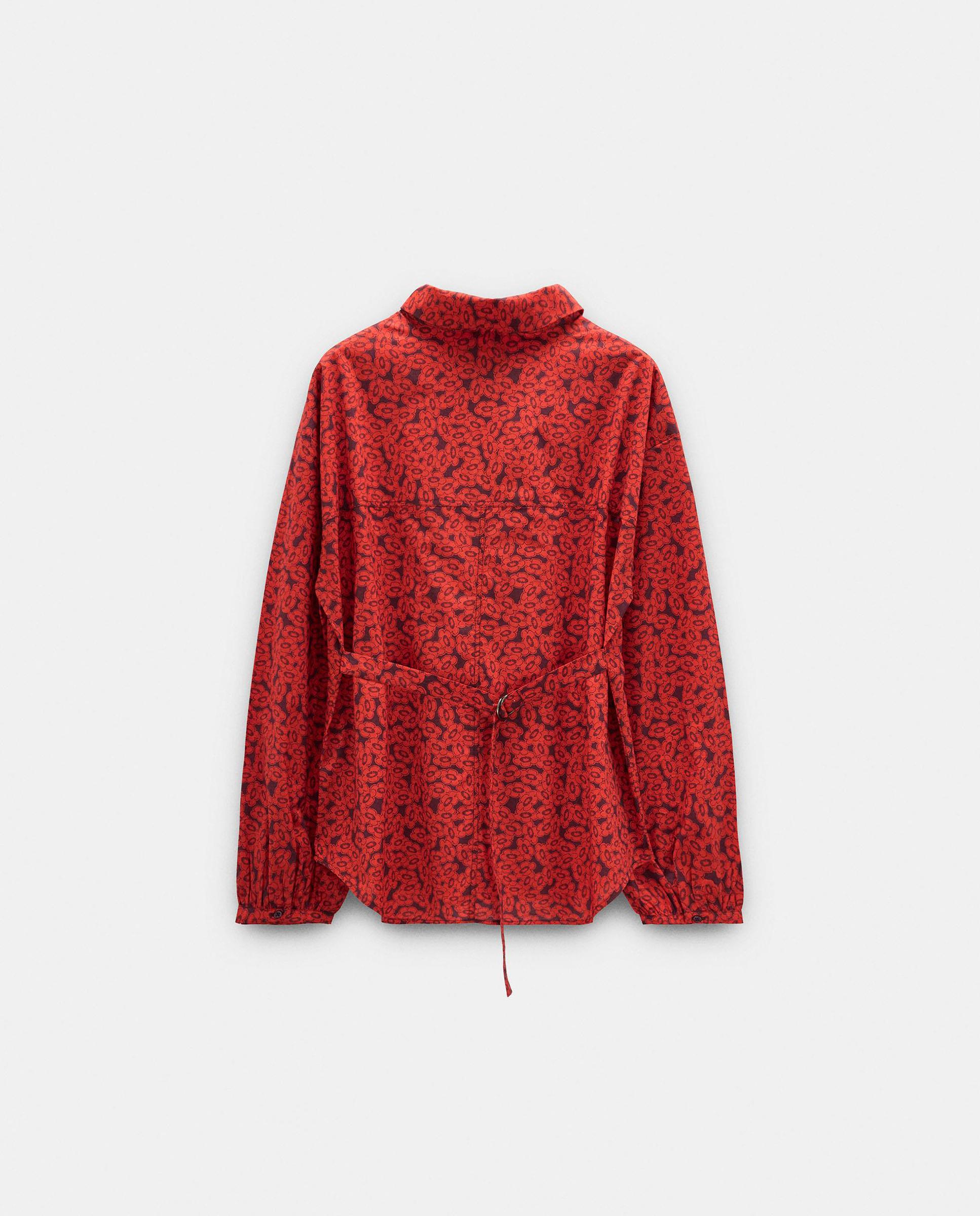 Camisa de mujer 100% algodón de manga larga con estampado floral - Parfois - Rojo Rojo-8