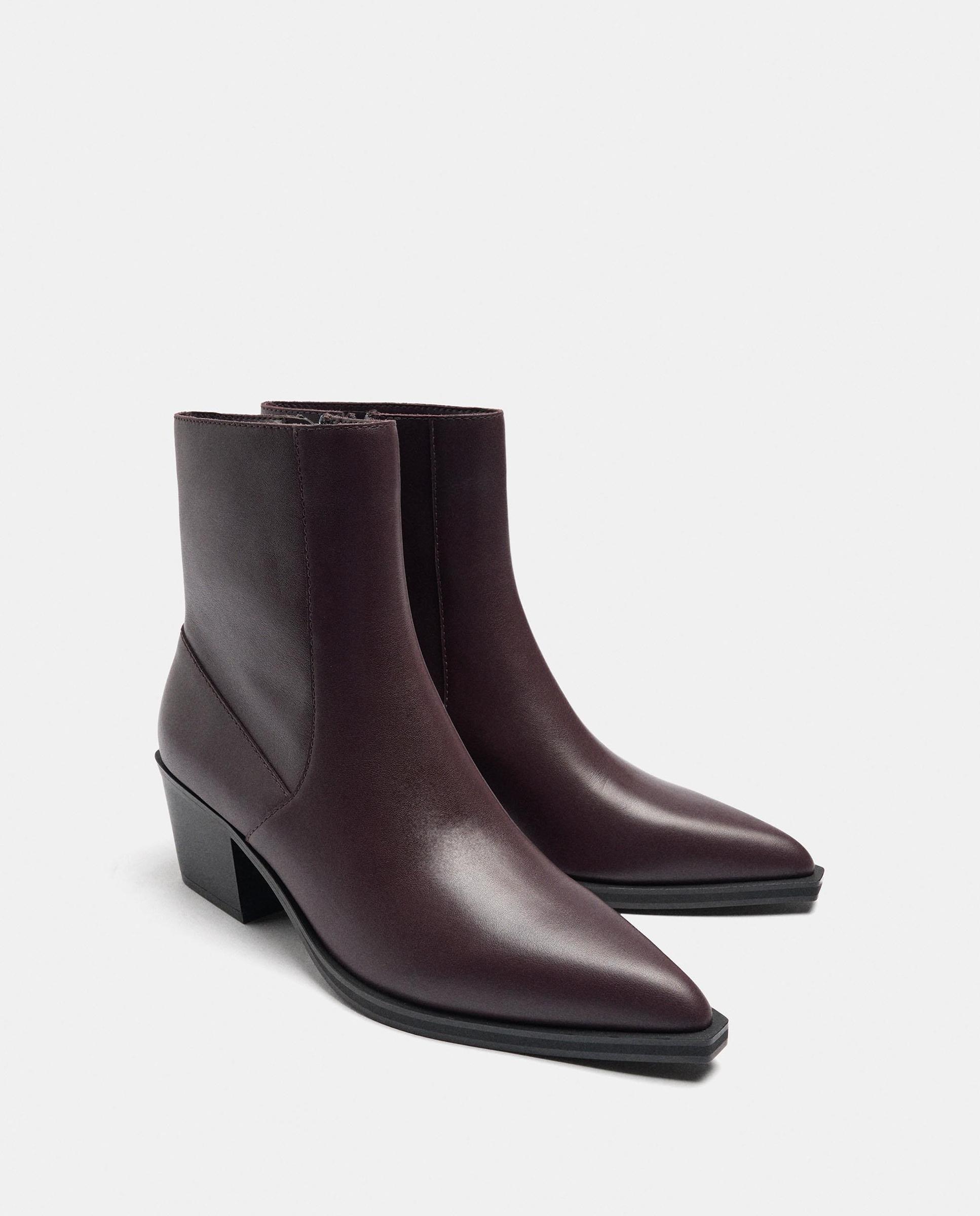 Botines básicos de mujer 100% piel con cierre de cremallera - Parfois - Burdeos Burdeos-3