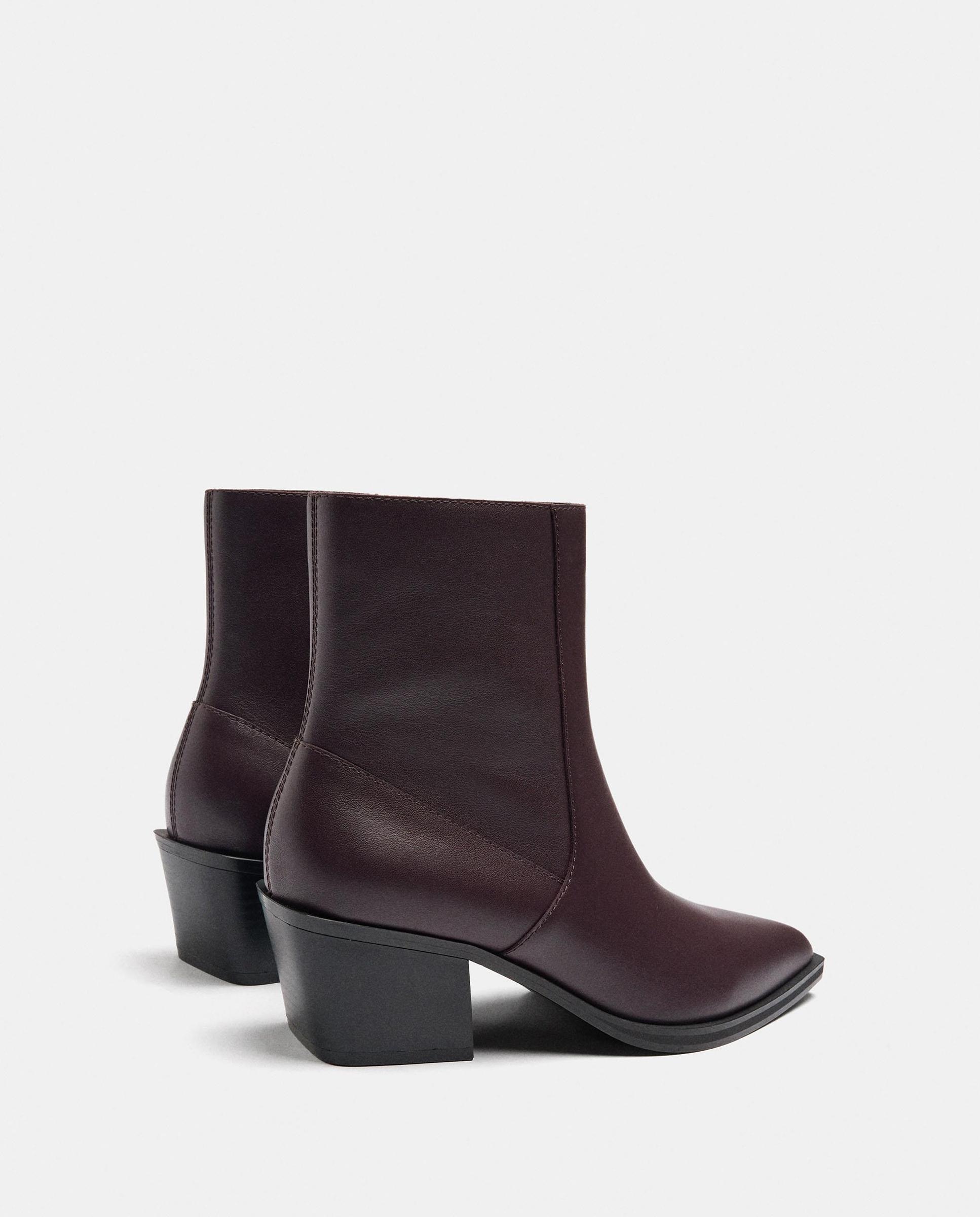 Botines básicos de mujer 100% piel con cierre de cremallera - Parfois - Burdeos Burdeos-5