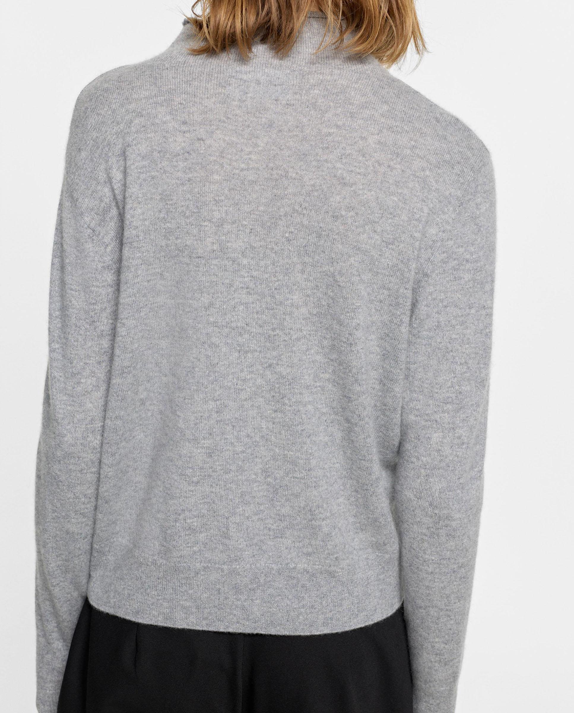 Imagen 4 de Cárdigan de mujer 100% cashmere de punto con cuello alto en liso - Parfois - Gris Gris
