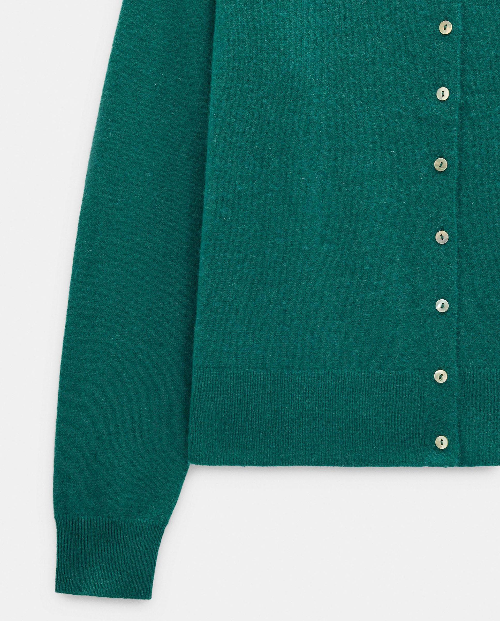 Imagen 5 de Cárdigan de mujer 100% cashmere de punto con cuello alto en liso - Parfois - Verde Verde
