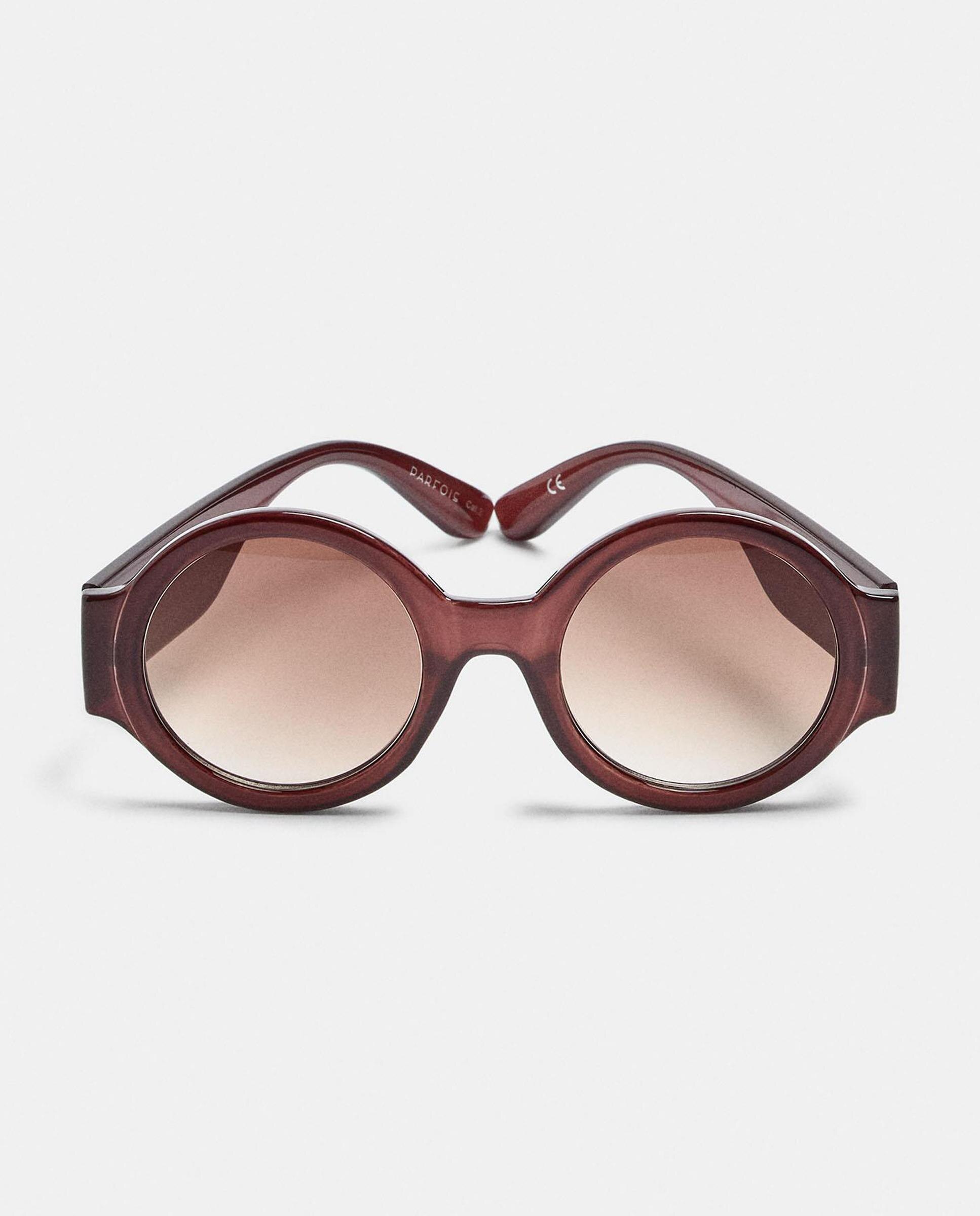 Gafas de sol de mujer con protección uv y forma redonda en liso - Parfois - Marrón Marrón-1