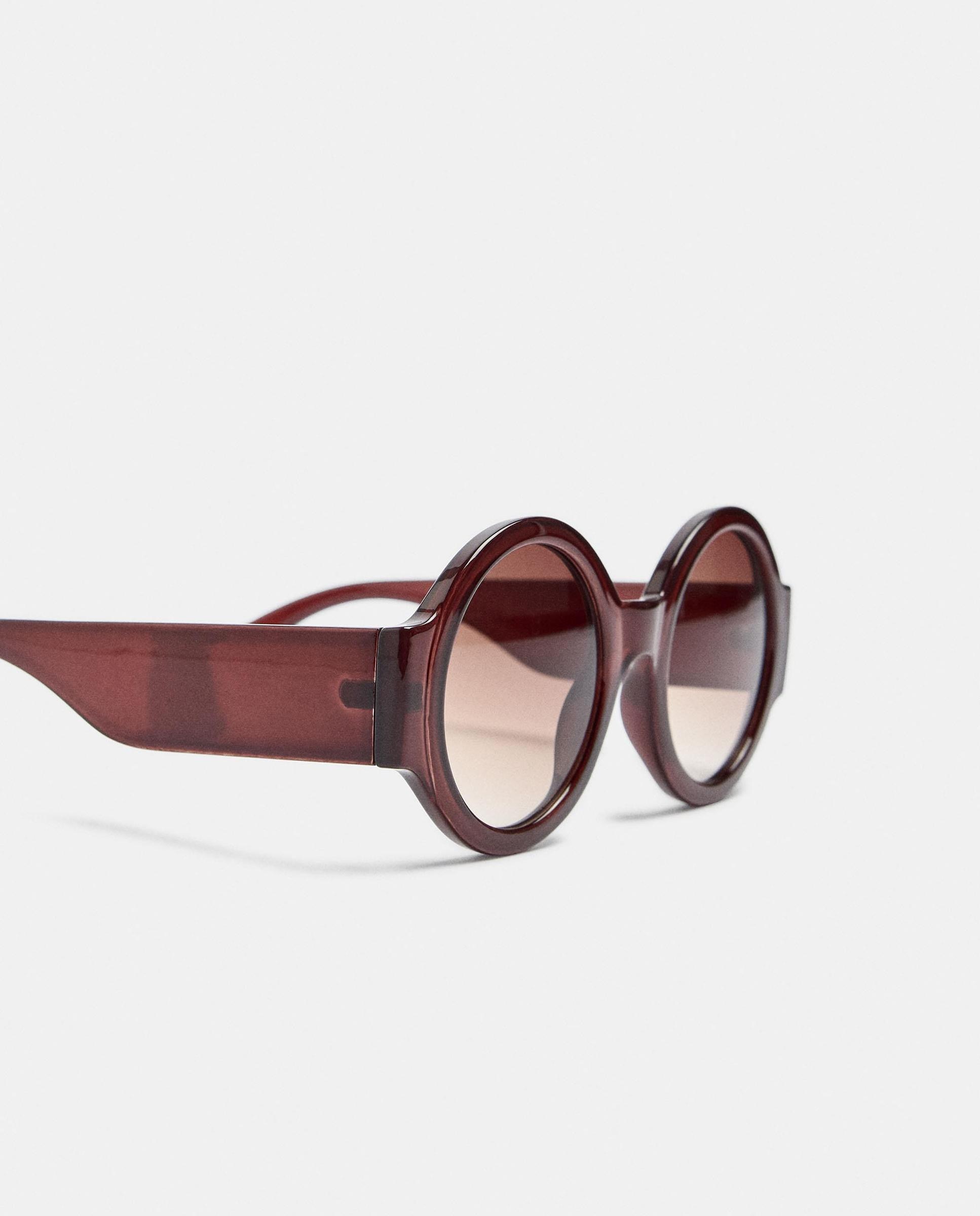 Gafas de sol de mujer con protección uv y forma redonda en liso - Parfois - Marrón Marrón-3