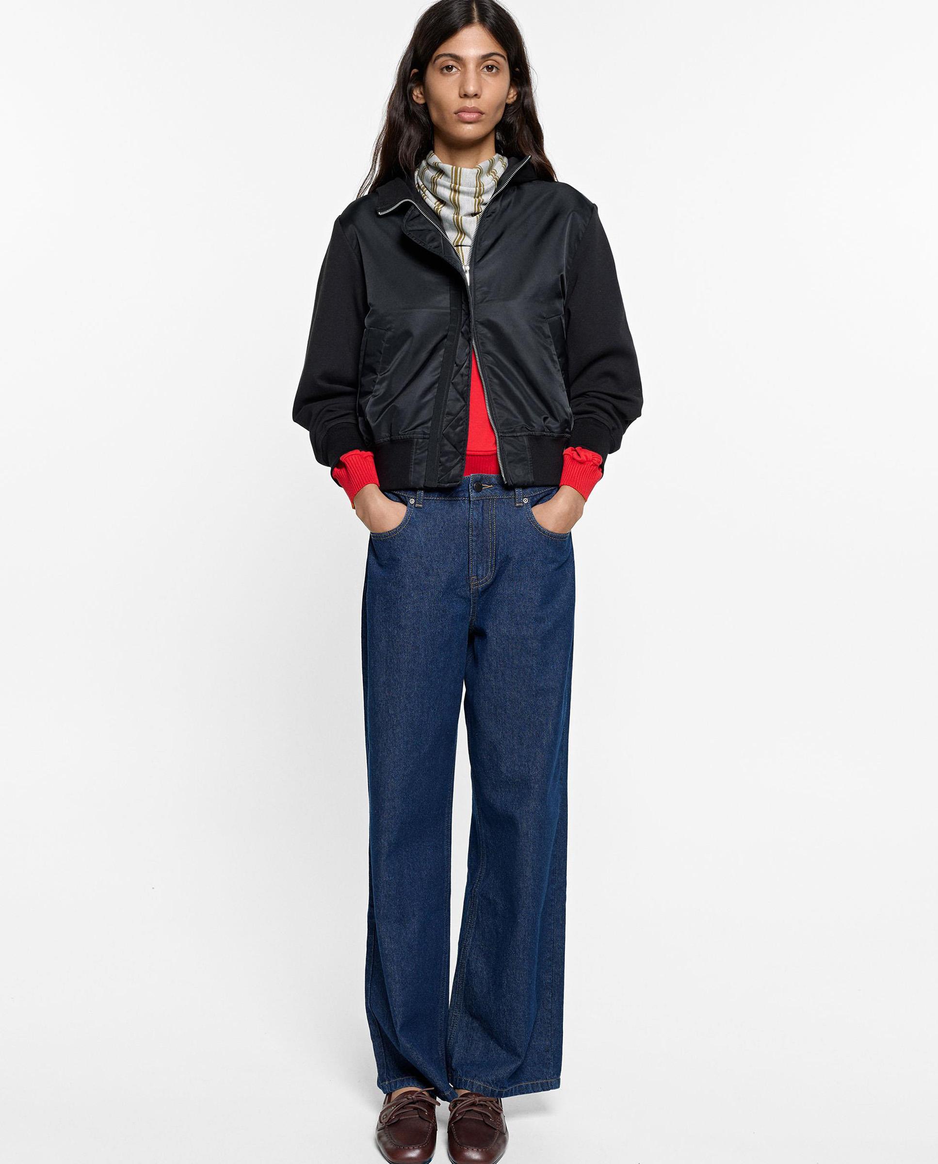 Chaqueta de mujer estilo bomber con cierre de cremallera - Parfois - Negro Negro-2
