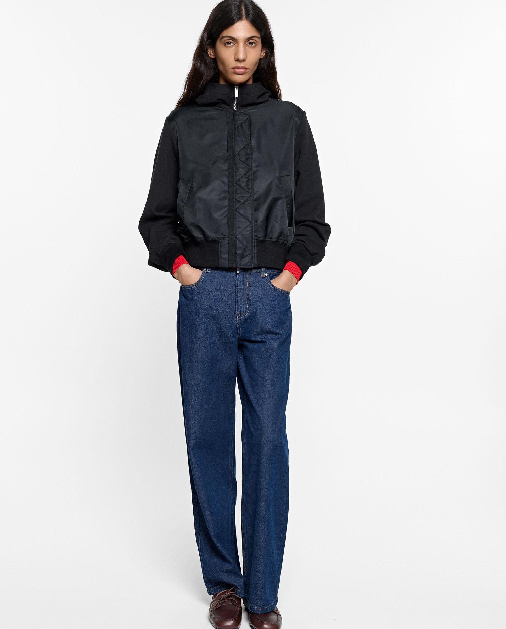 Chaqueta de mujer estilo bomber con cierre de cremallera - Parfois - Negro Negro-6