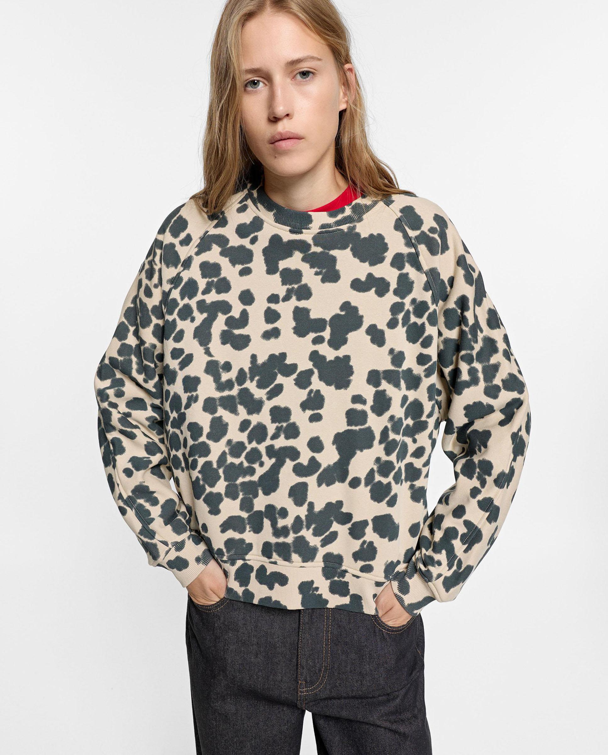 Sudadera de mujer con cuello redondo y estampado animal print - Parfois - Multicolor Multicolor-1