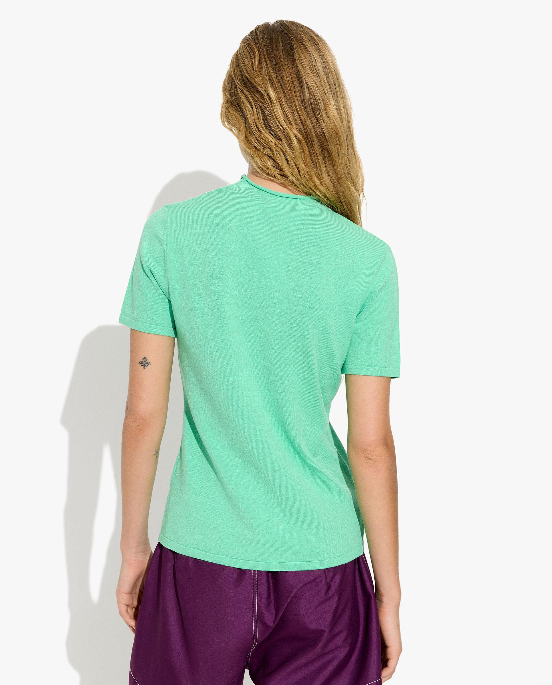 Jersey de mujer de punto con cuello alto de manga corta y abotonadura lateral - Parfois - Verde Verde-3