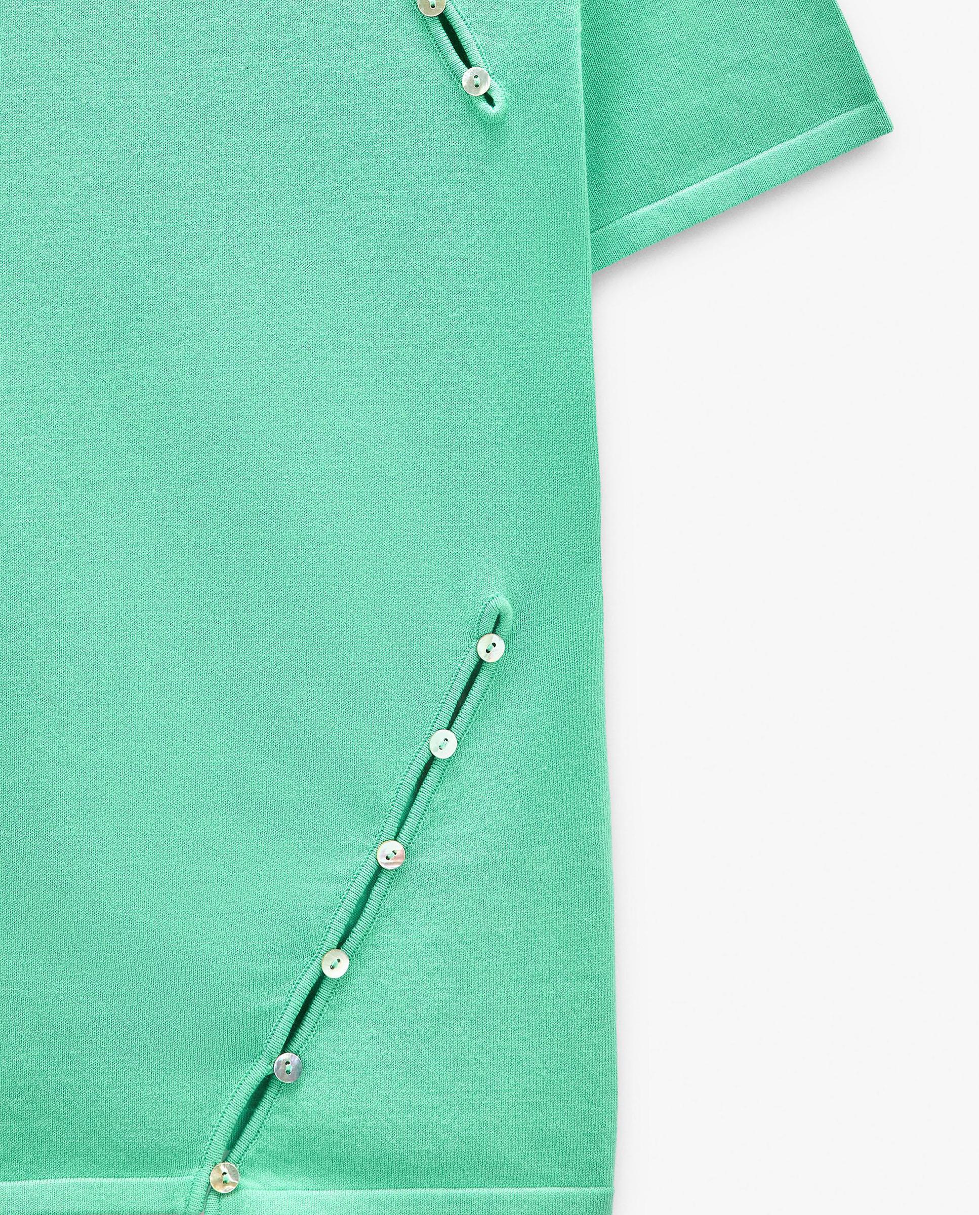 Jersey de mujer de punto con cuello alto de manga corta y abotonadura lateral - Parfois - Verde Verde-5