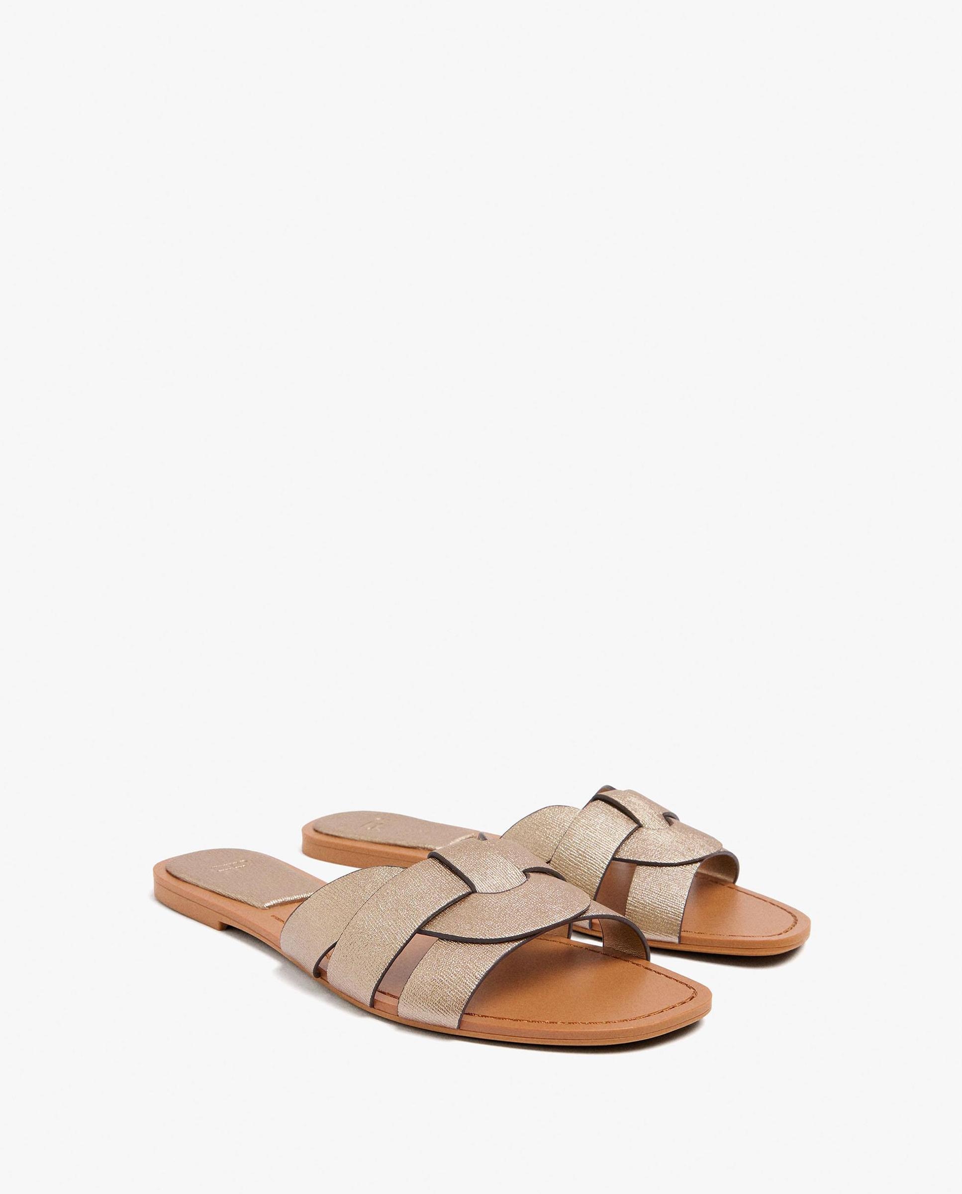 Sandalias de pala de mujer con tira en liso - Parfois - Oro Oro-2