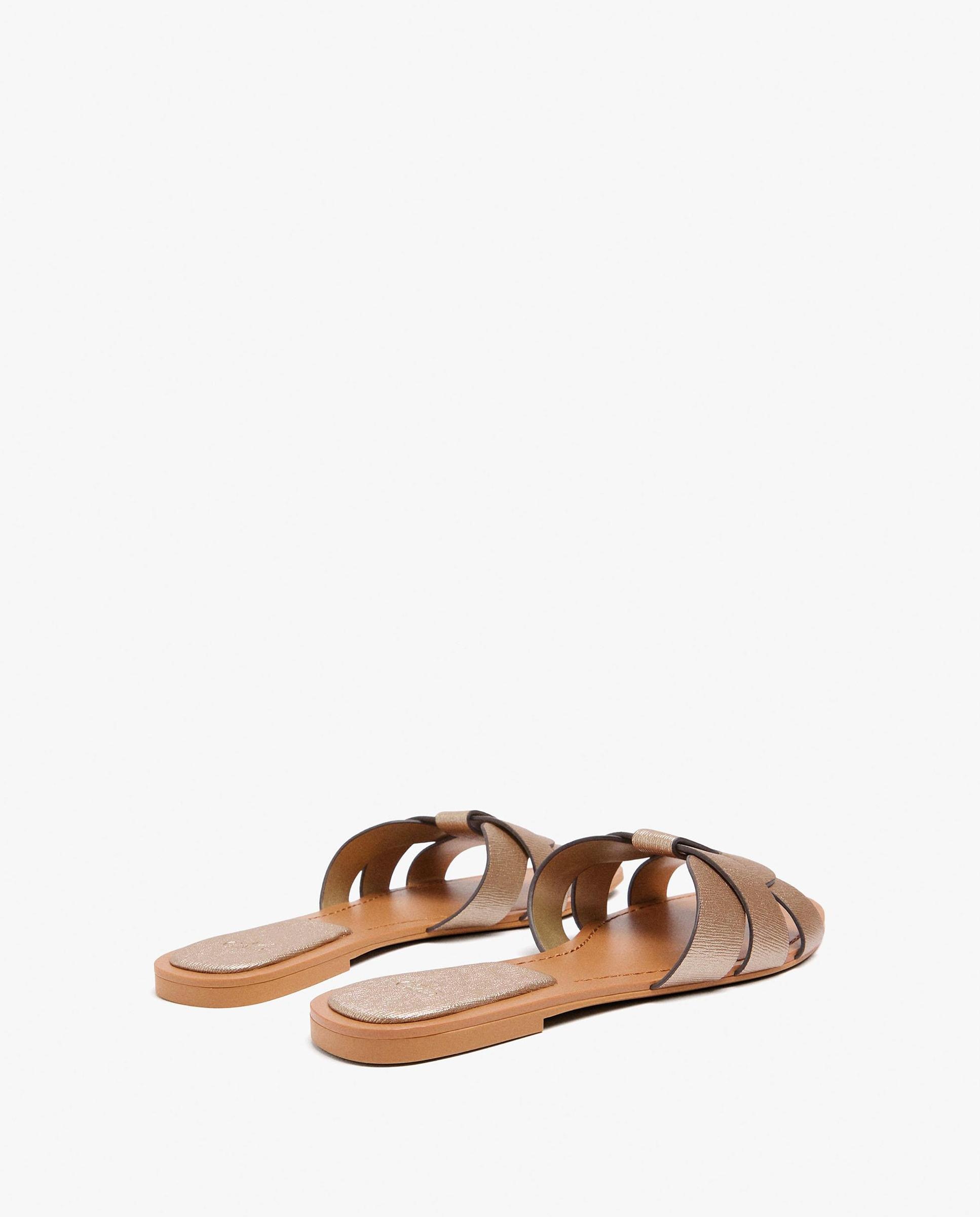 Sandalias de pala de mujer con tira en liso - Parfois - Oro Oro-4