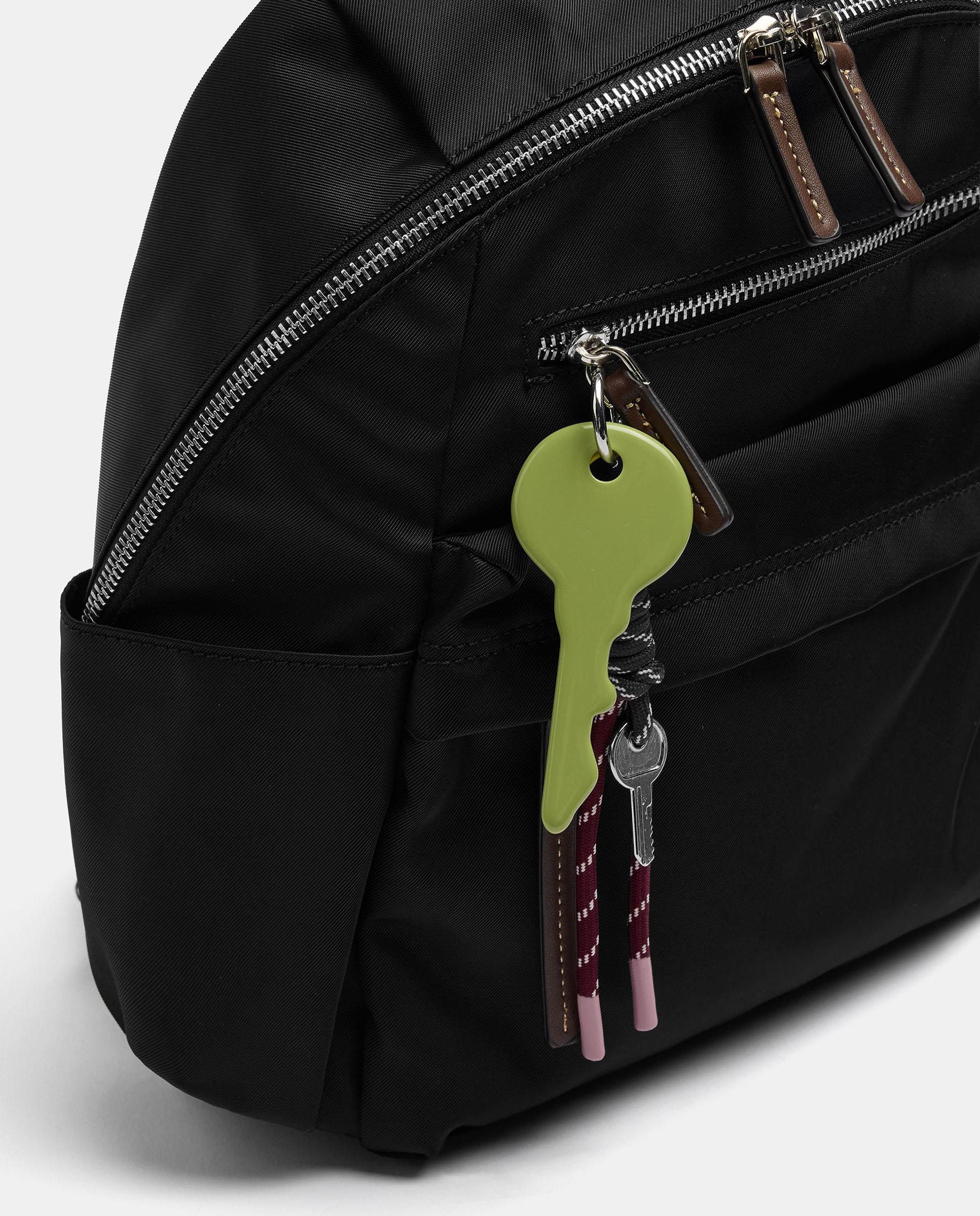 Mochila de mujer con cierre de cremallera y llavero extraíble en liso - Parfois - Negro Negro-3