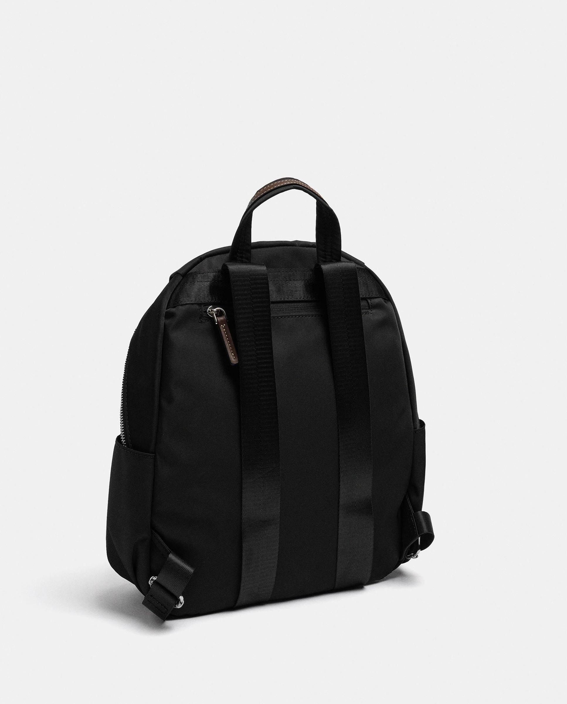Mochila de mujer con cierre de cremallera y llavero extraíble en liso - Parfois - Negro Negro-2