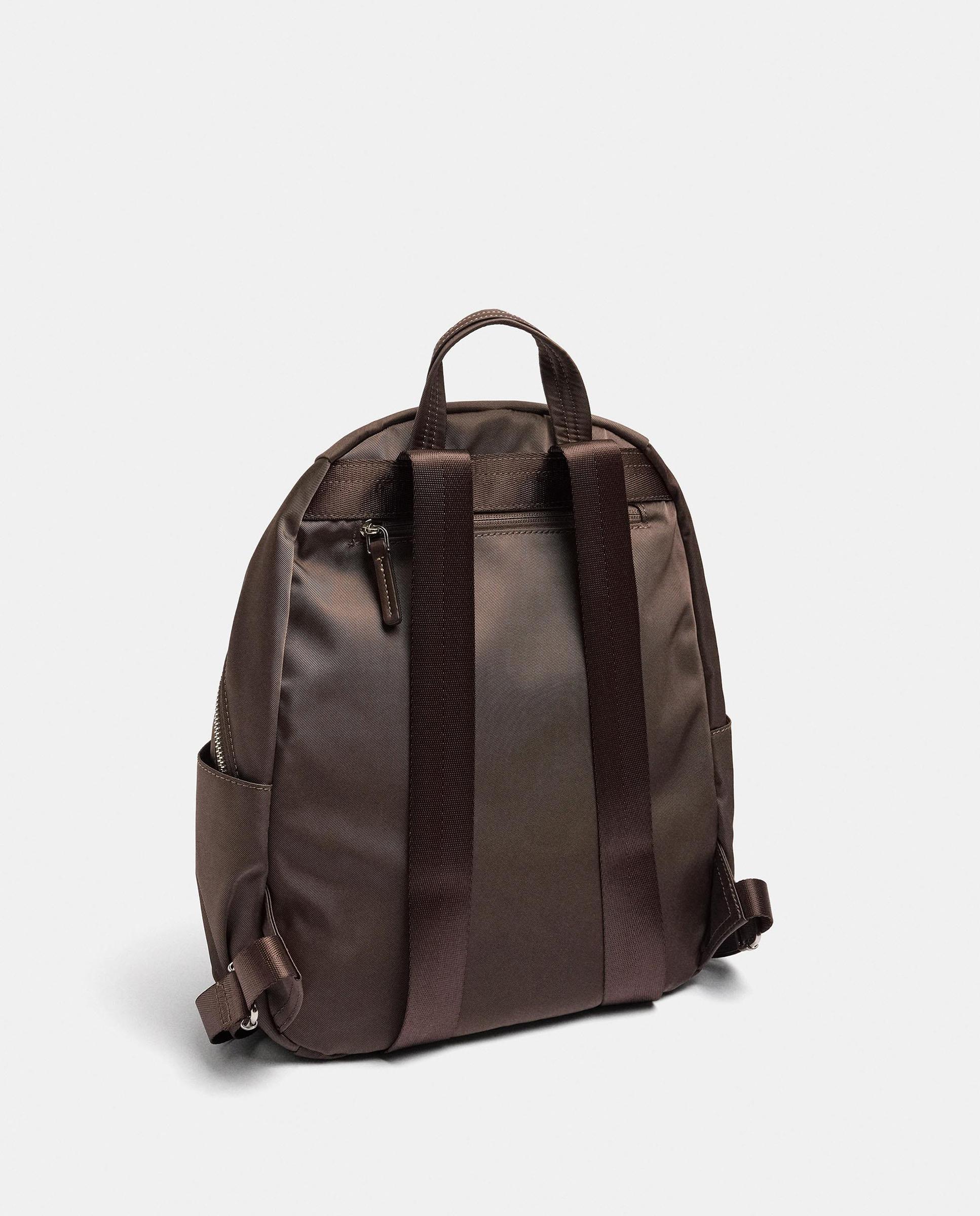 Mochila de mujer con cierre de cremallera y llavero extraíble en liso - Parfois - Marrón Marrón-2
