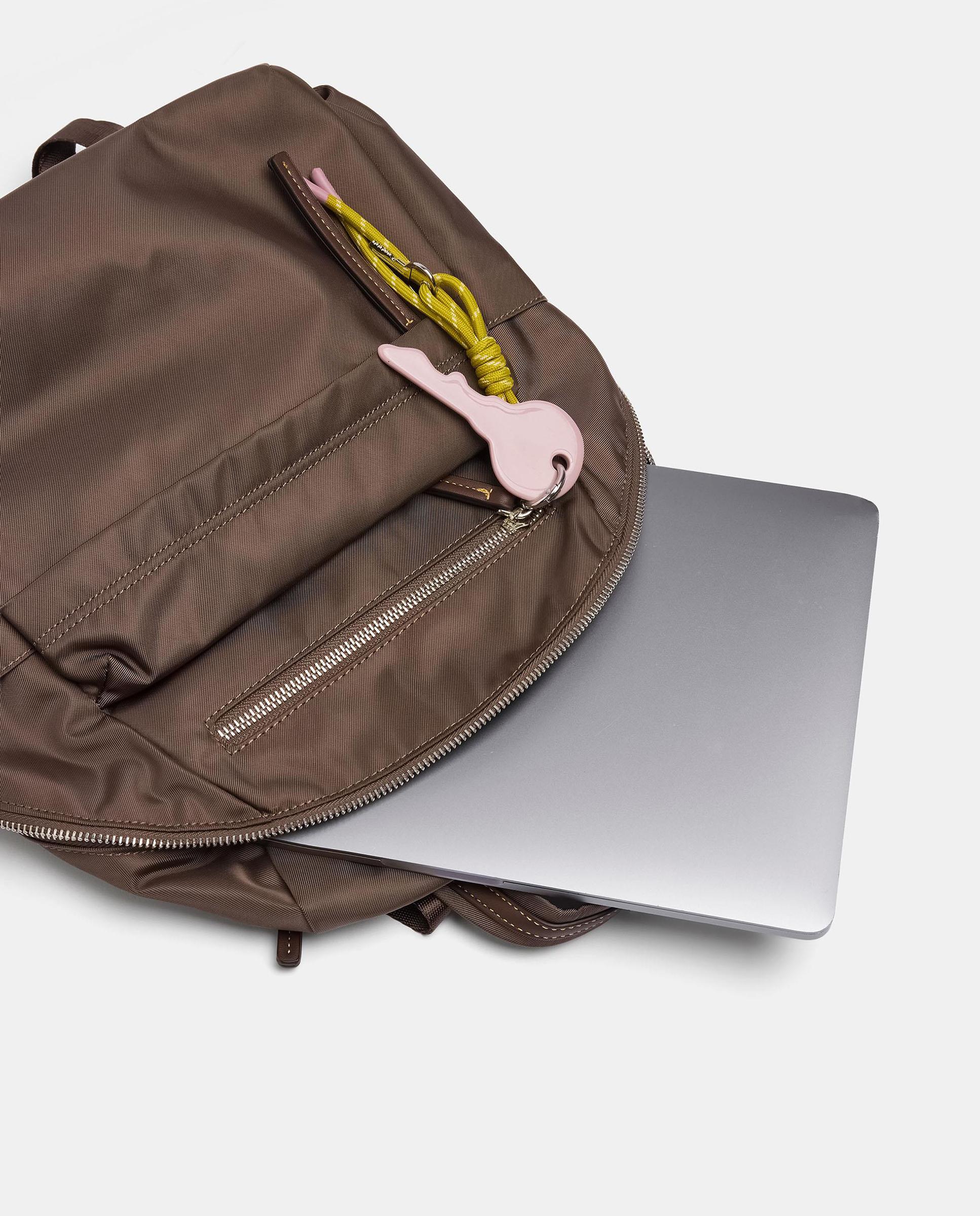 Mochila de mujer con cierre de cremallera y llavero extraíble en liso - Parfois - Marrón Marrón-4