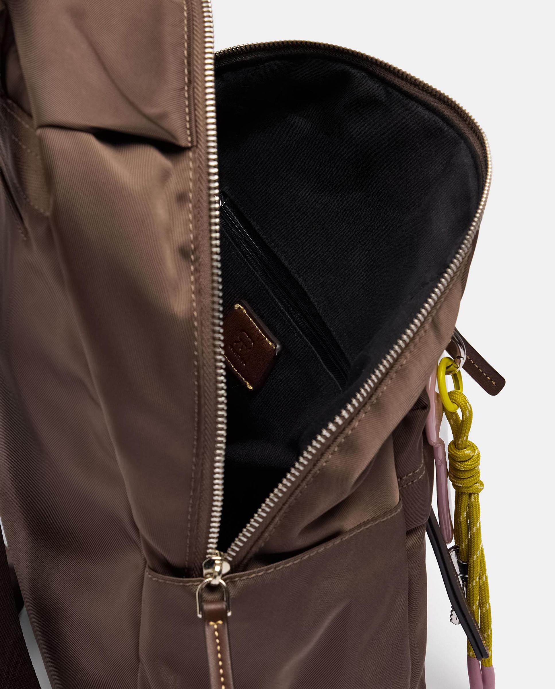 Mochila de mujer con cierre de cremallera y llavero extraíble en liso - Parfois - Marrón Marrón-5