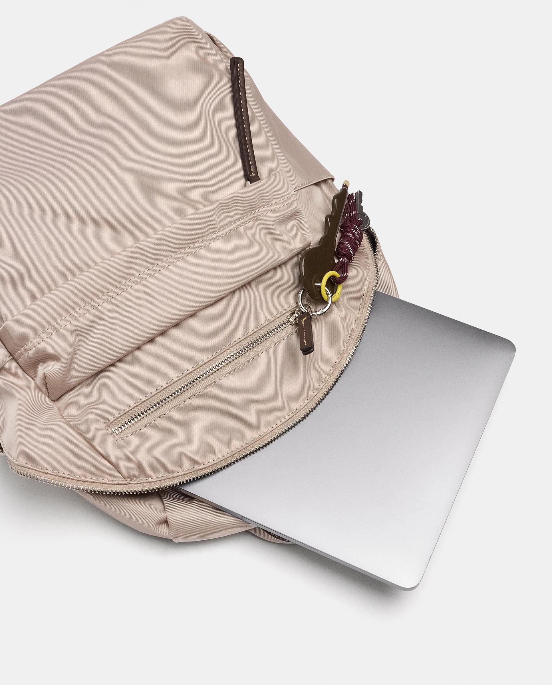 Mochila de mujer con cierre de cremallera y llavero extraíble en liso - Parfois - Natural Natural-4