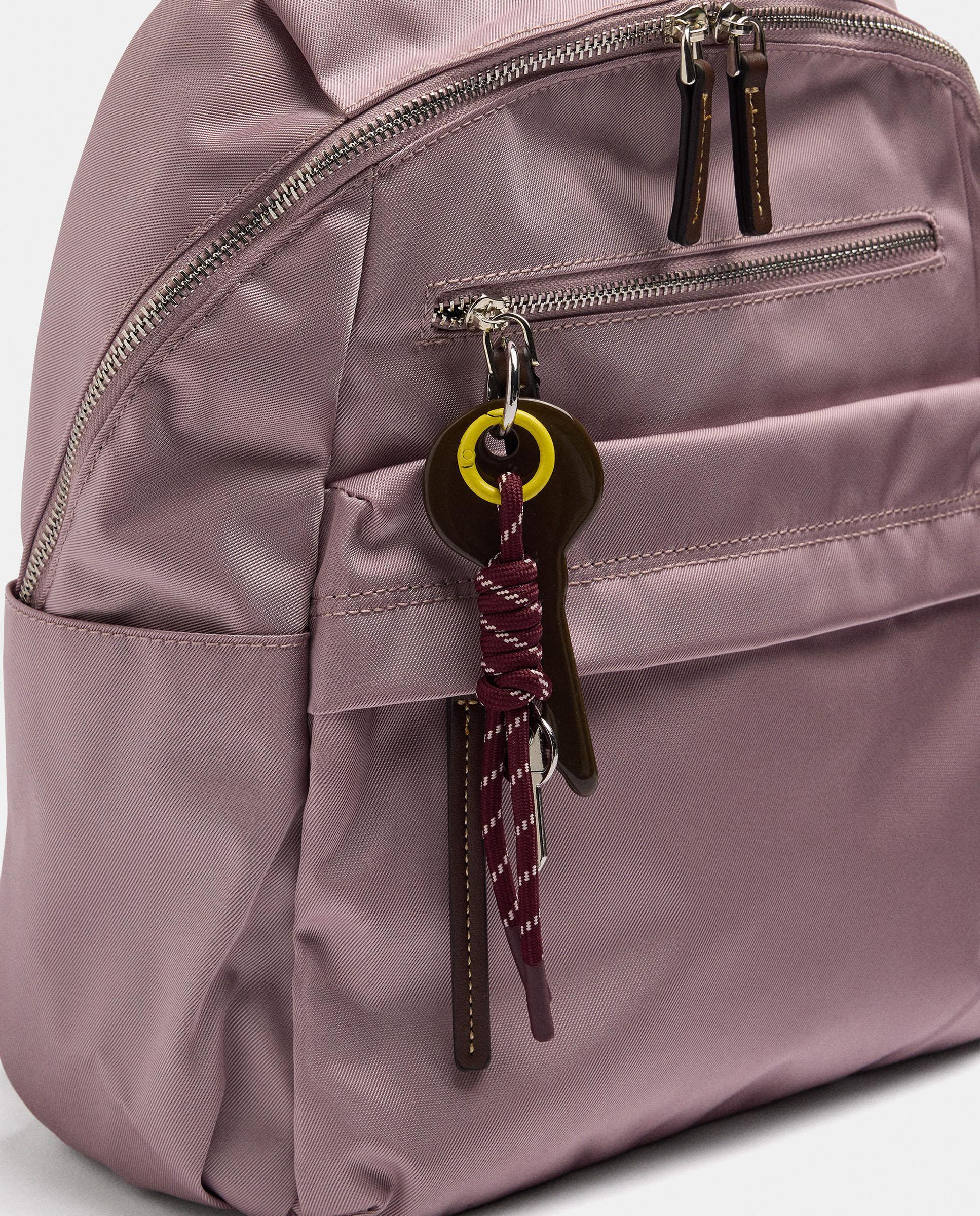 Mochila de mujer con cierre de cremallera y llavero extraíble en liso - Parfois - Rosa Rosa-3
