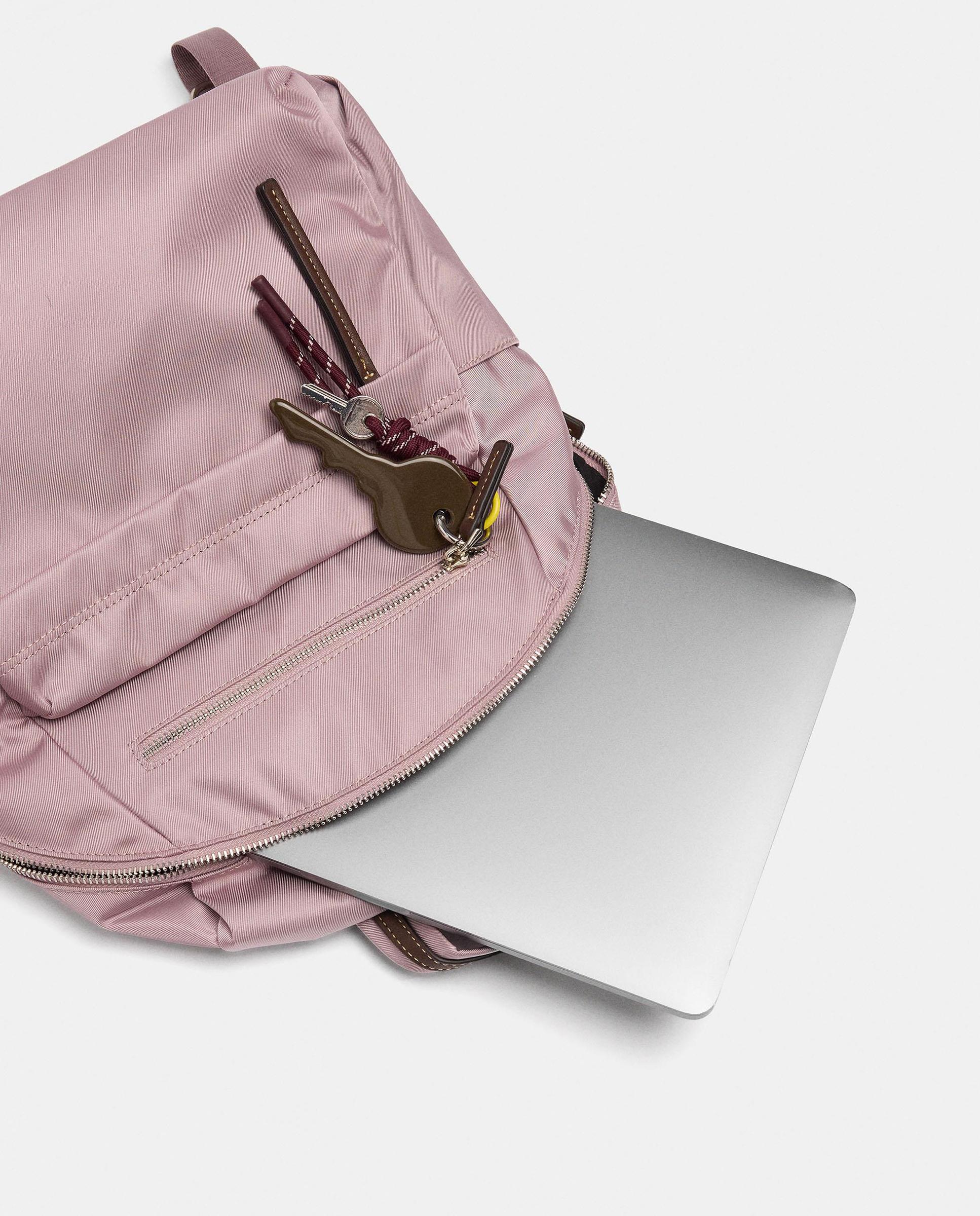 Mochila de mujer con cierre de cremallera y llavero extraíble en liso - Parfois - Rosa Rosa-4