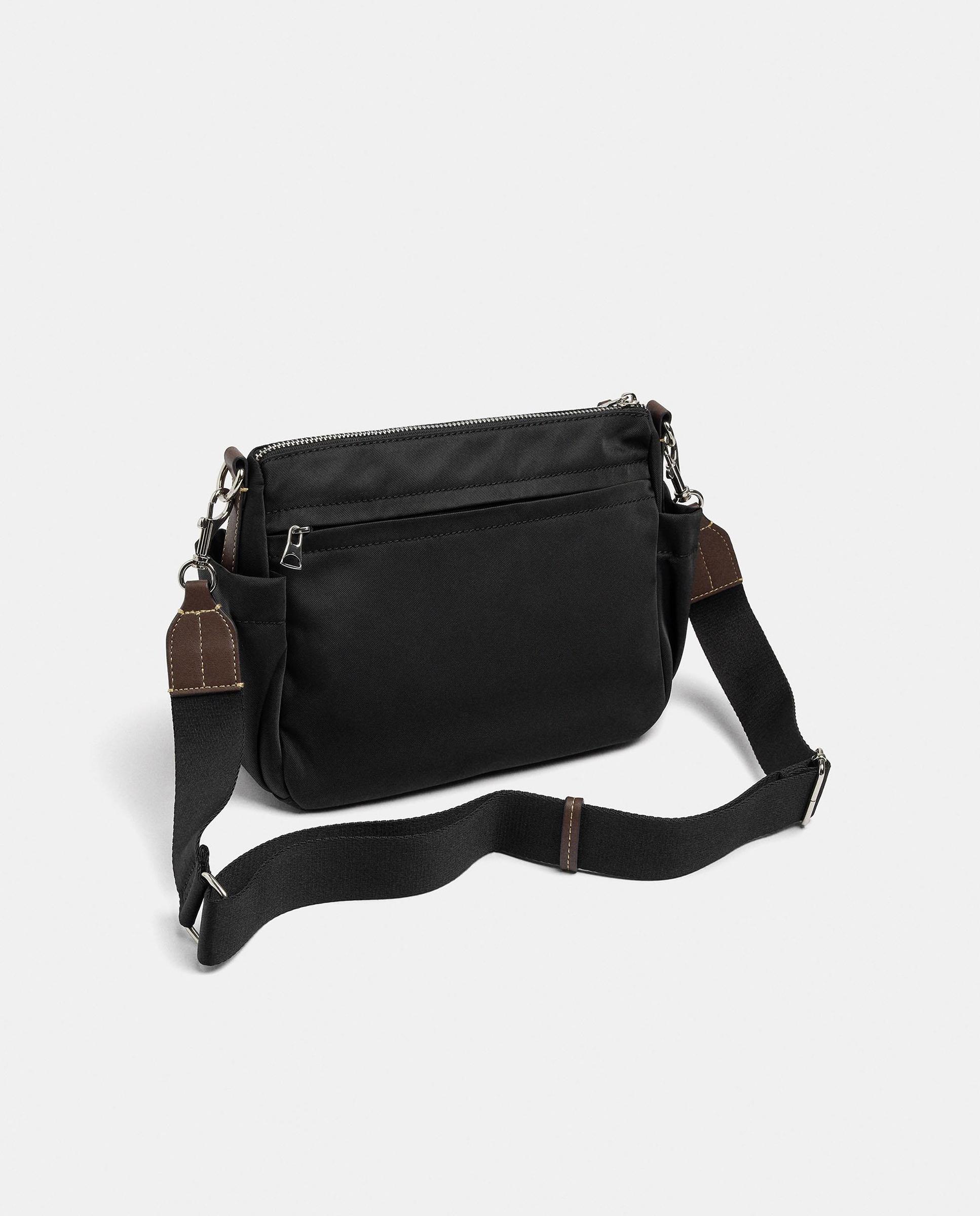 Bandolera de mujer con varios compartimentos y cierre de cremallera en liso - Parfois - Negro Negro-2