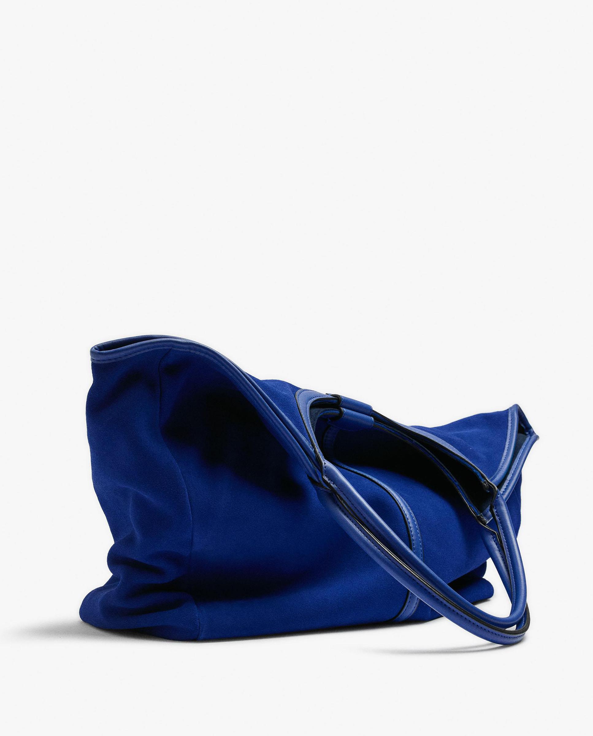 Shopper grande con cierre imantado en liso - Parfois - Azul Azul-2