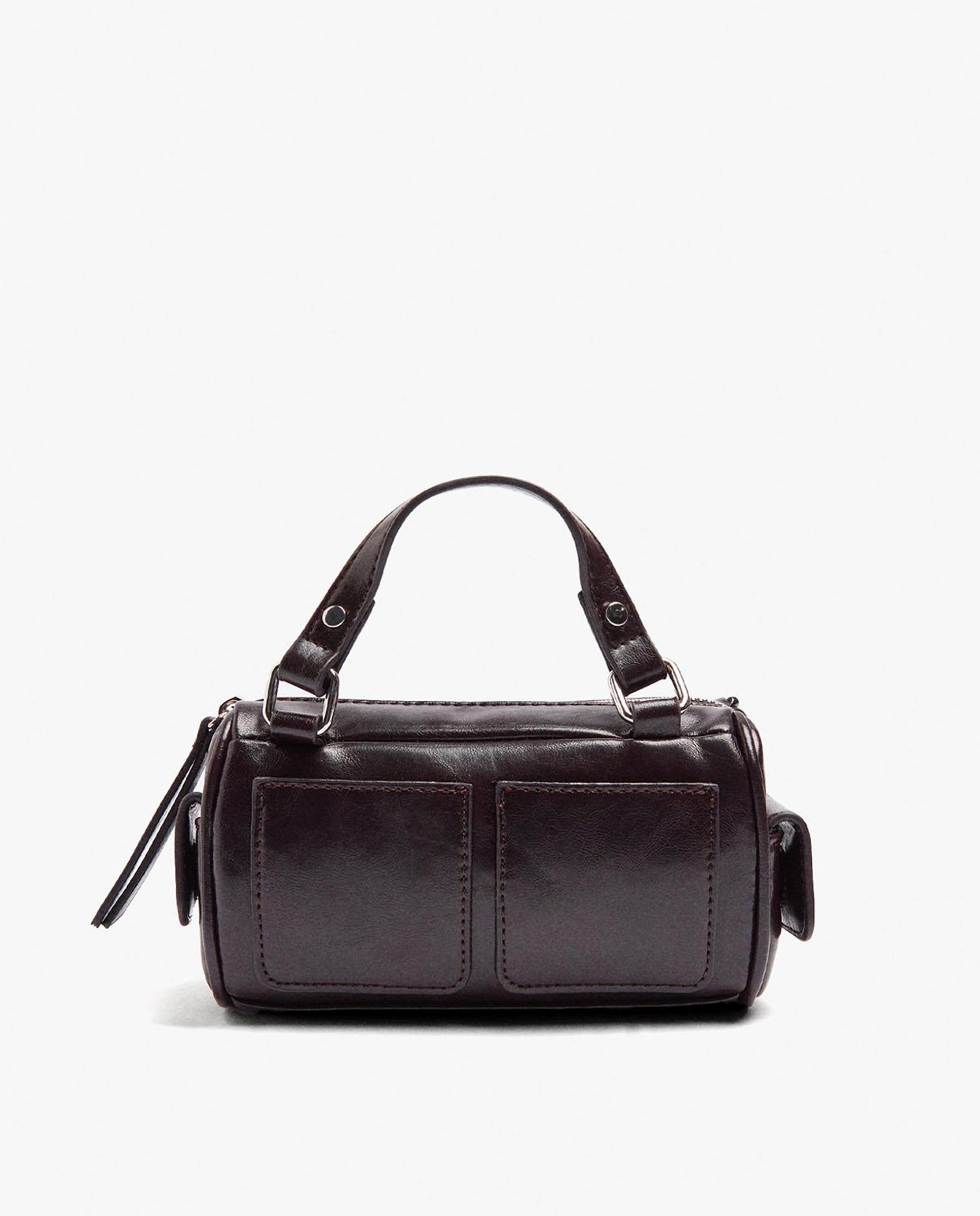 Bolso de mano convertible a bandolera alargado con bolsillos y cierre de cremallera - Parfois - Marrón oscuro Marrón oscuro-1