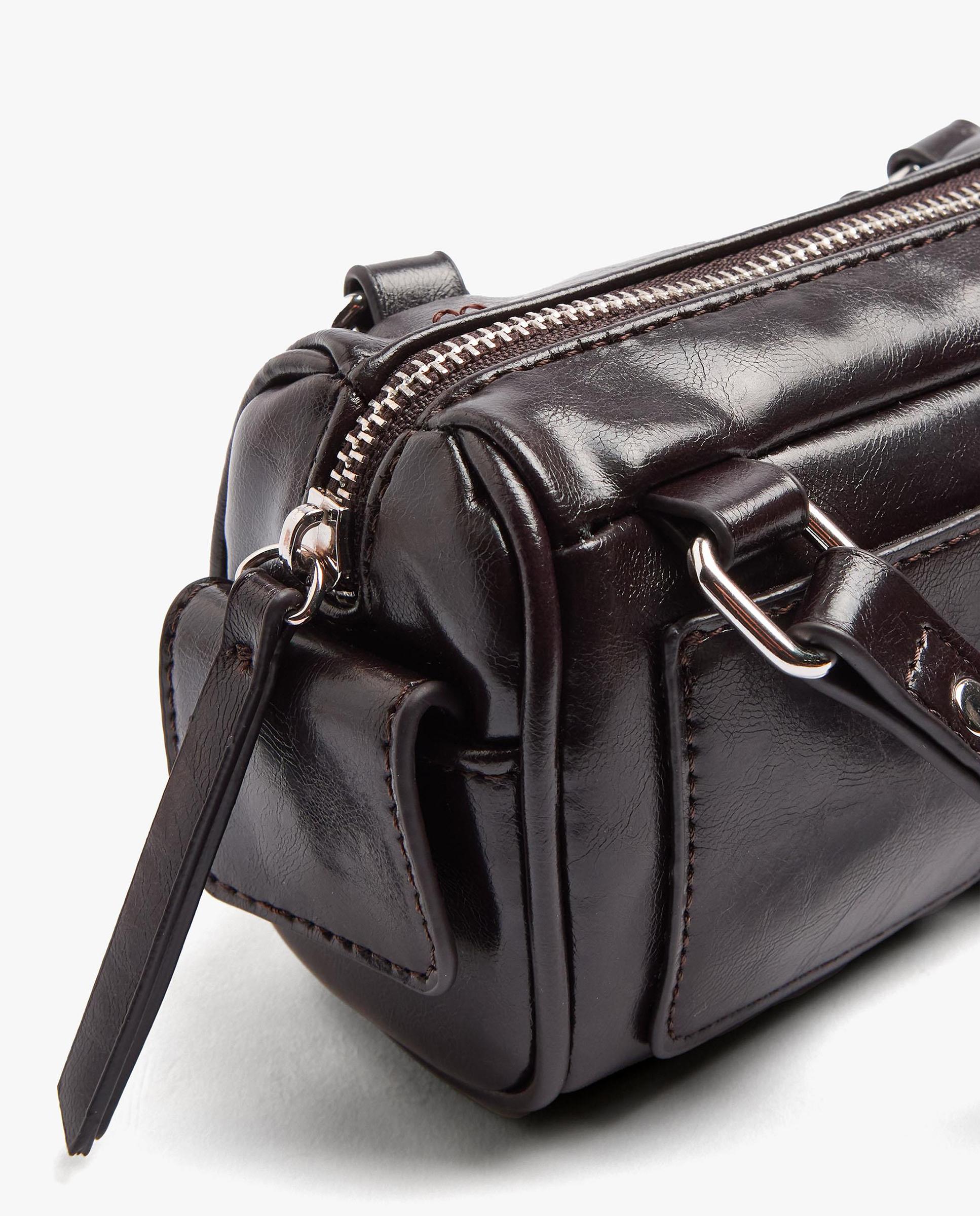 Bolso de mano convertible a bandolera alargado con bolsillos y cierre de cremallera - Parfois - Marrón oscuro Marrón oscuro-3