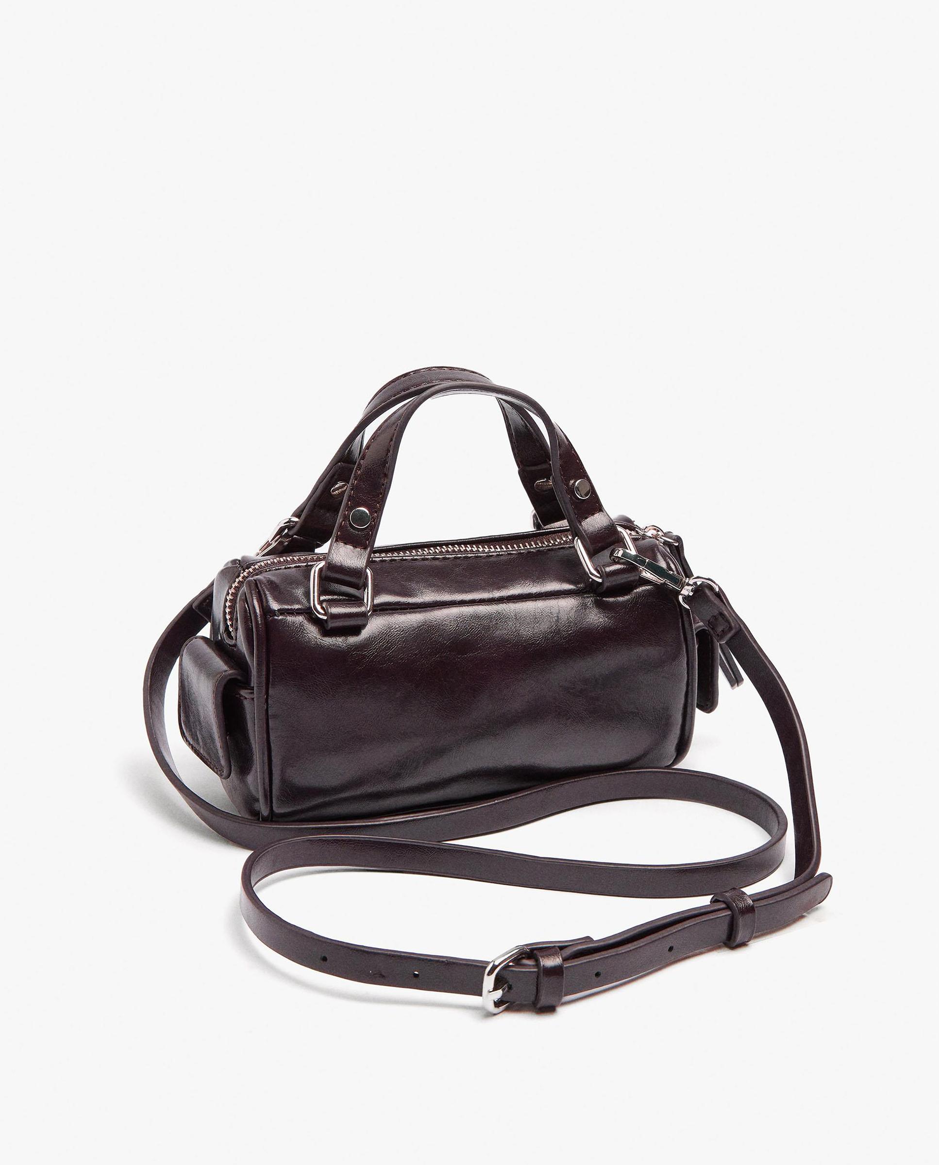 Bolso de mano convertible a bandolera alargado con bolsillos y cierre de cremallera - Parfois - Marrón oscuro Marrón oscuro-2