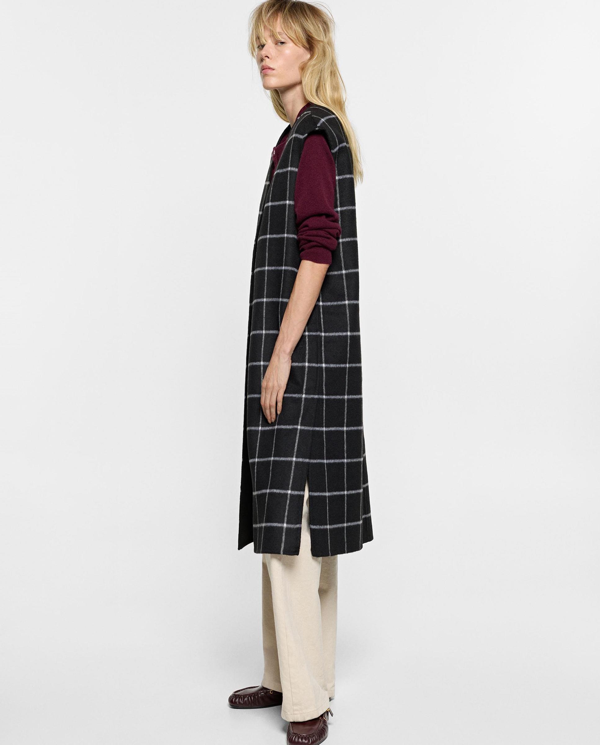 Imagen 3 de Chaleco de mujer de punto largo con estampado vichy - Parfois - Negro Negro