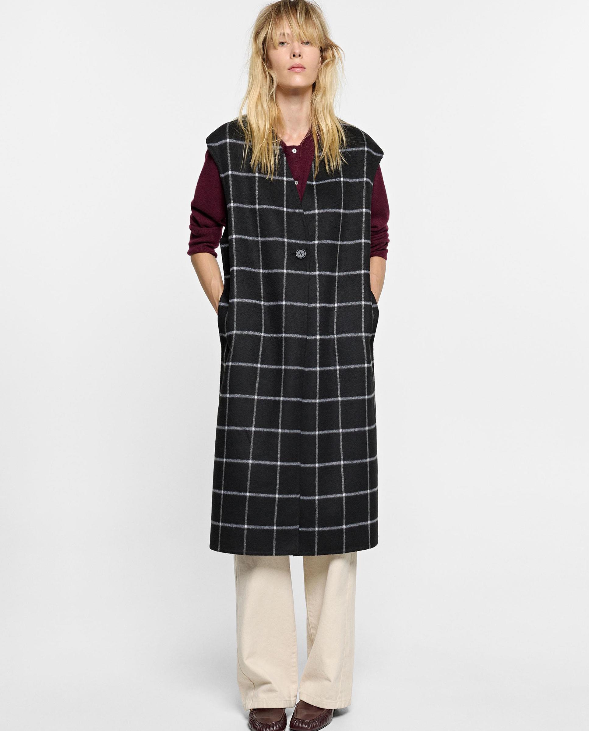 Imagen 5 de Chaleco de mujer de punto largo con estampado vichy - Parfois - Negro Negro