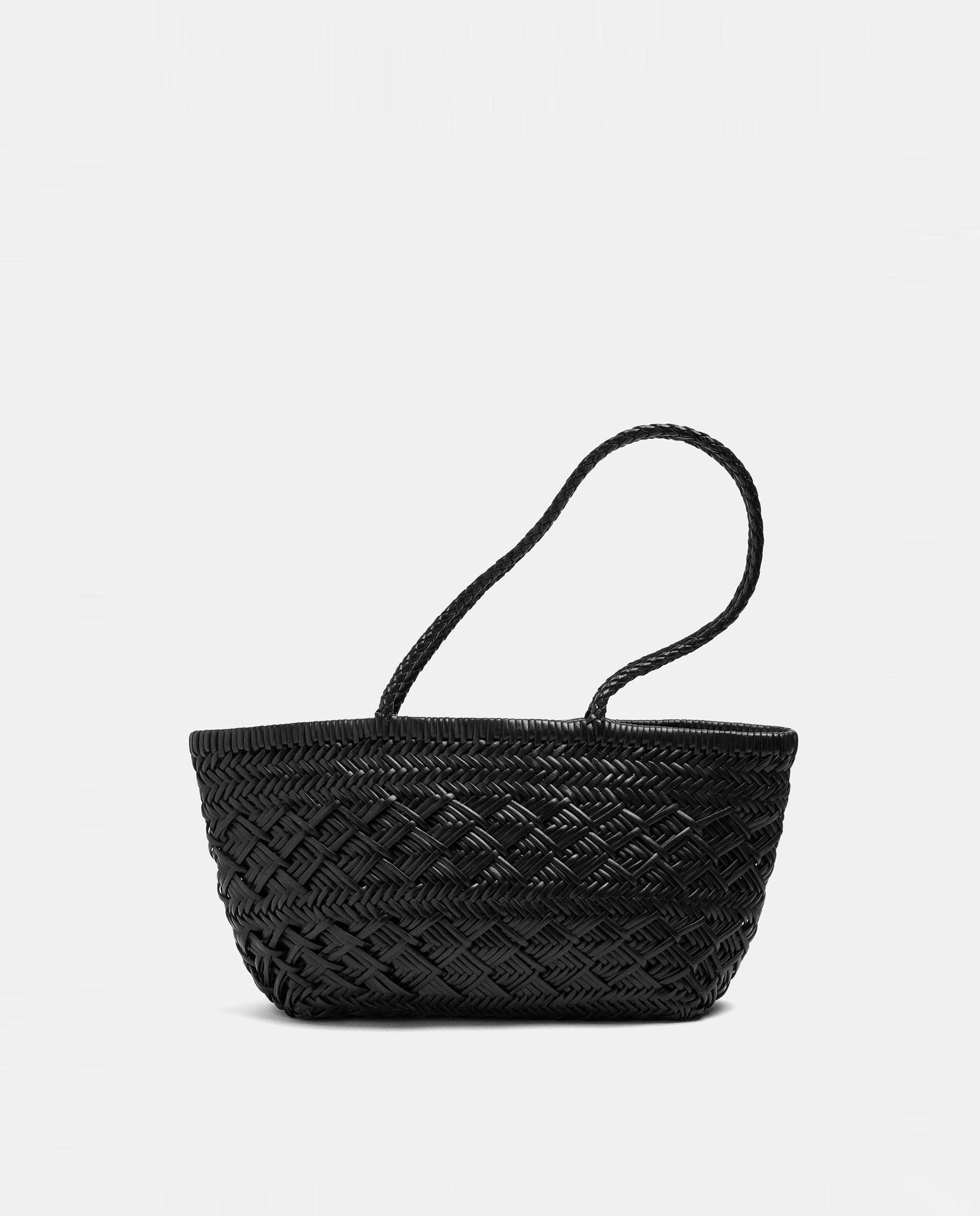 Shopper 100% piel mediano con cierre de cuerda en liso - Parfois - Negro Negro-1