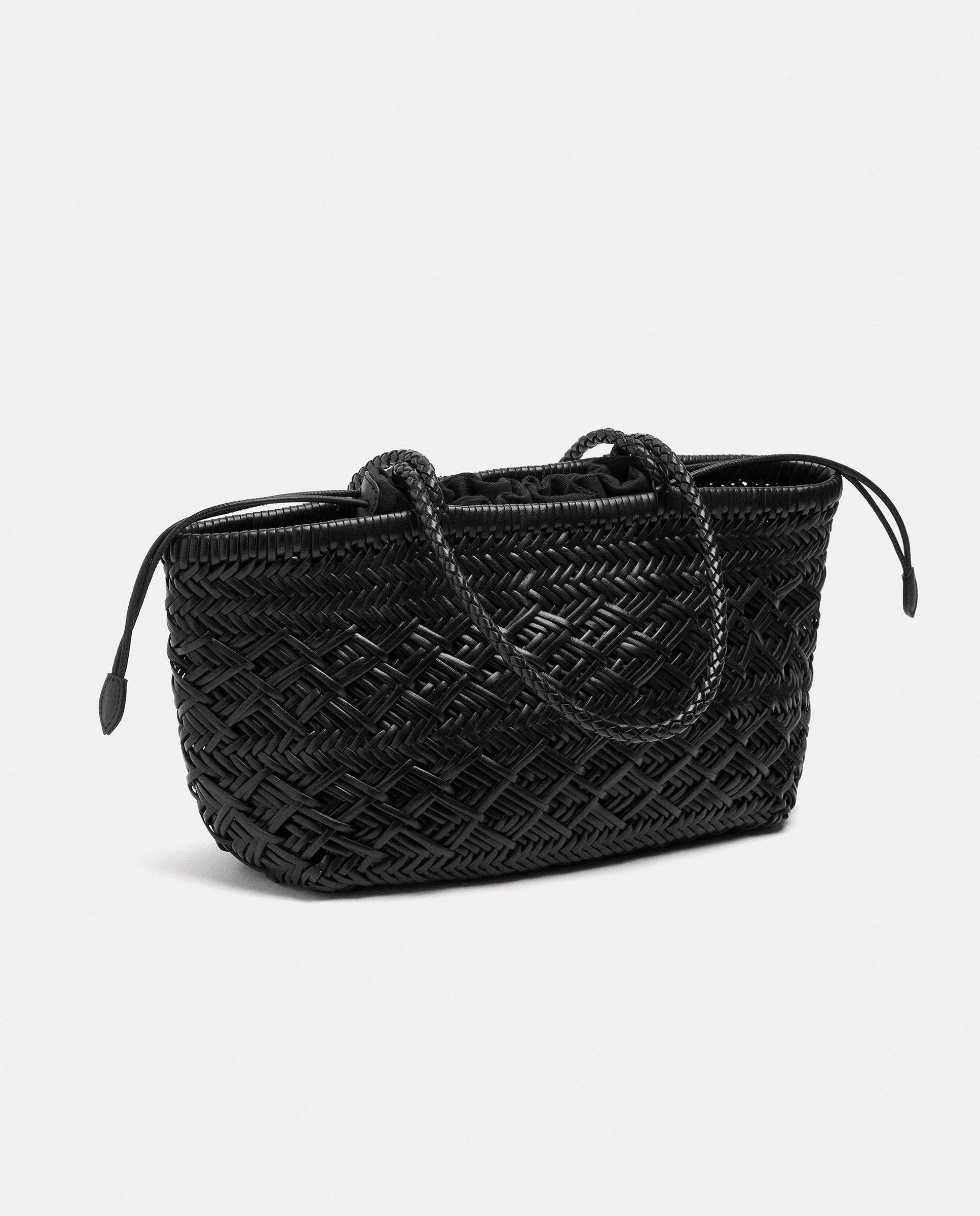Shopper 100% piel mediano con cierre de cuerda en liso - Parfois - Negro Negro-6