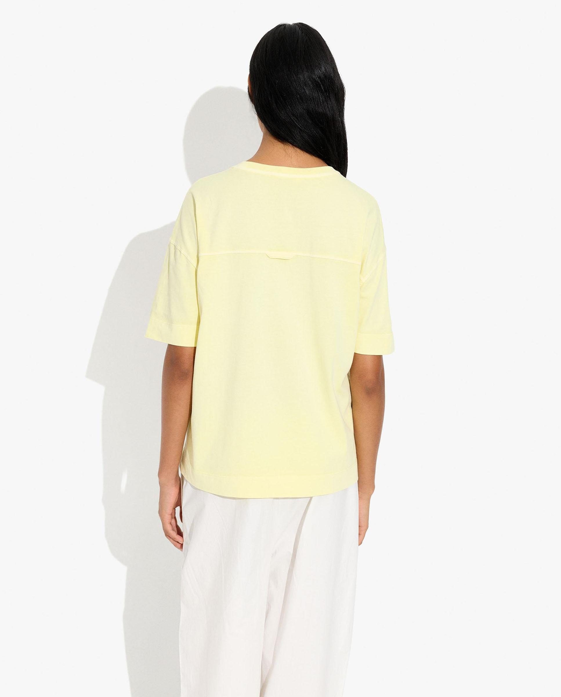 Camiseta de mujer 100% algodón de manga corta en liso con bolsillo lateral - Parfois - Amarillo Amarillo-4