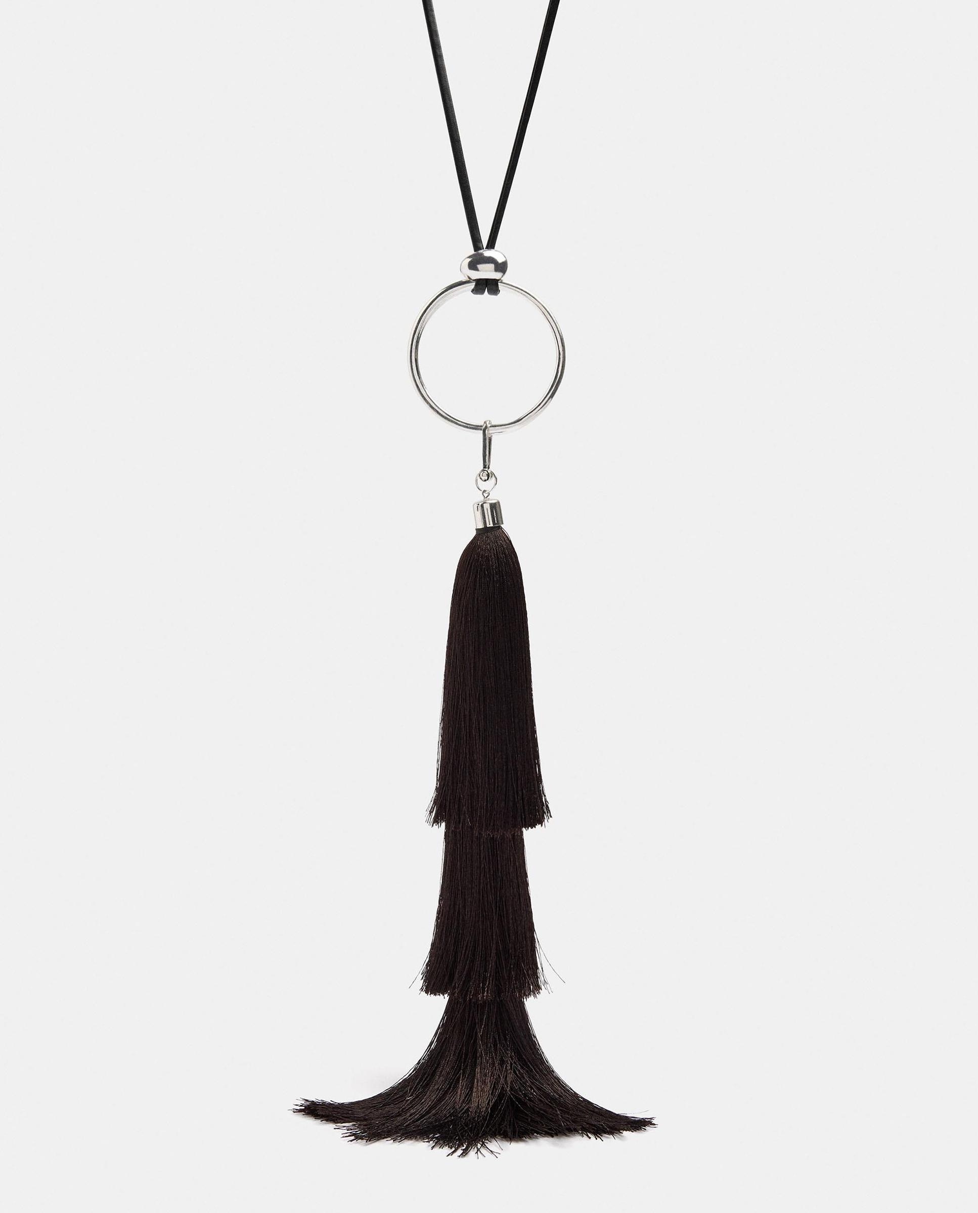 Llavero con cuerda larga y fleco decorativo - Parfois - Marrón oscuro Marrón oscuro-2