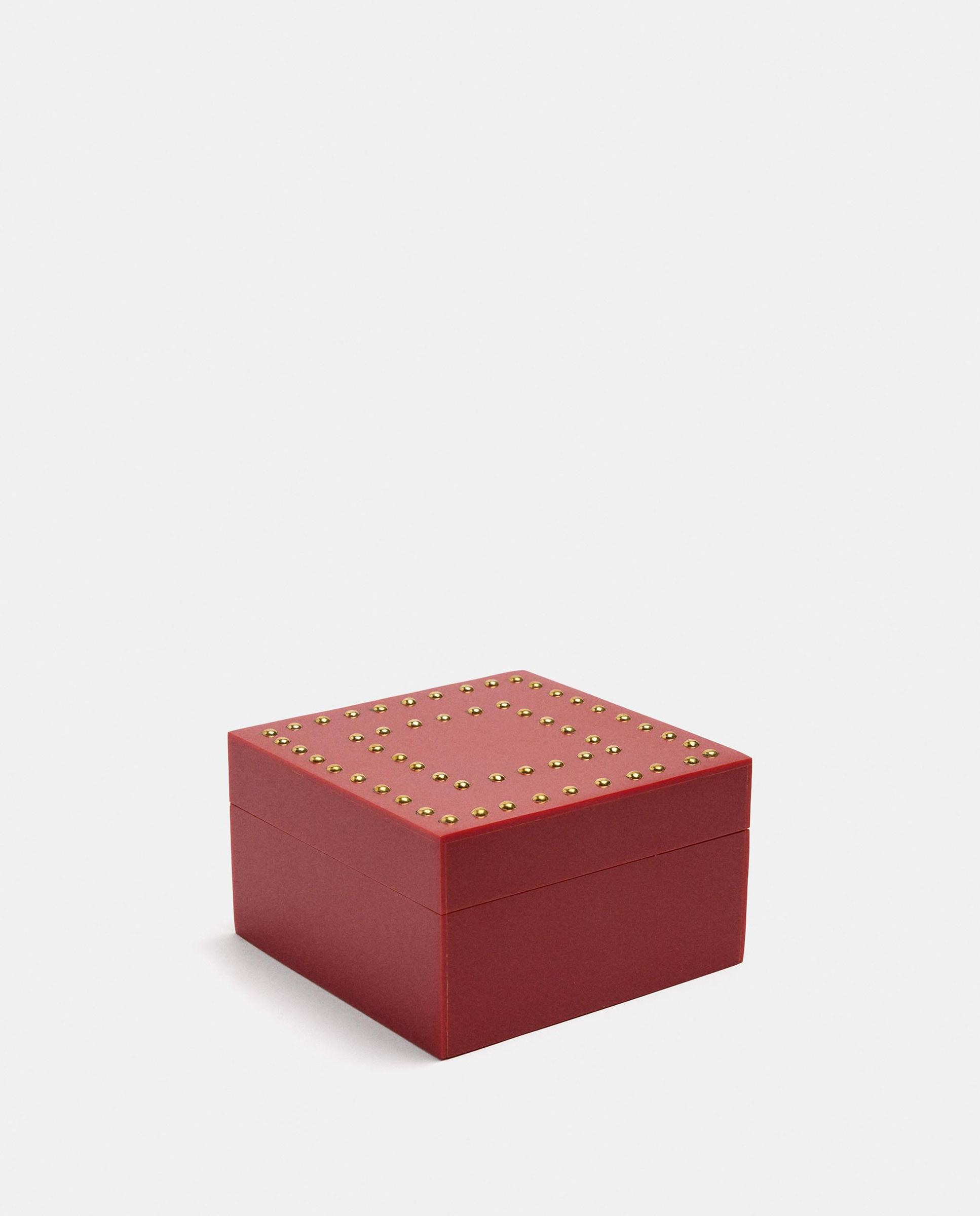 Joyero de viaje cuadrado con tachuelas decorativas - Parfois - Rojo Rojo-2